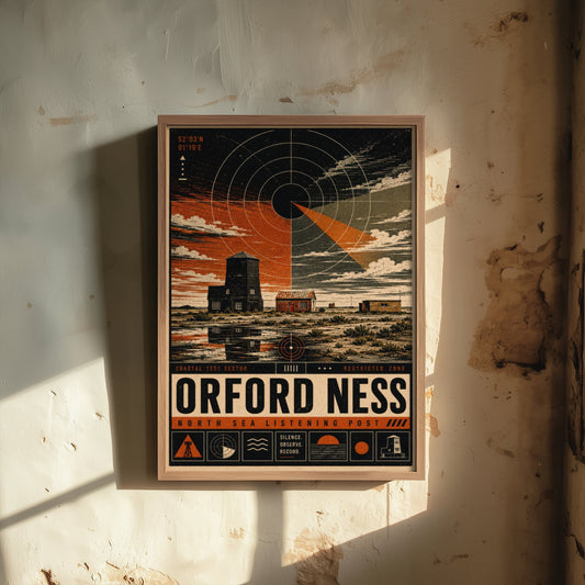 Orford Ness Suffolk Travel Poster - North Sea Coast Art Print - Retro Illustration - Lighthouse Shingle Spit 2/3