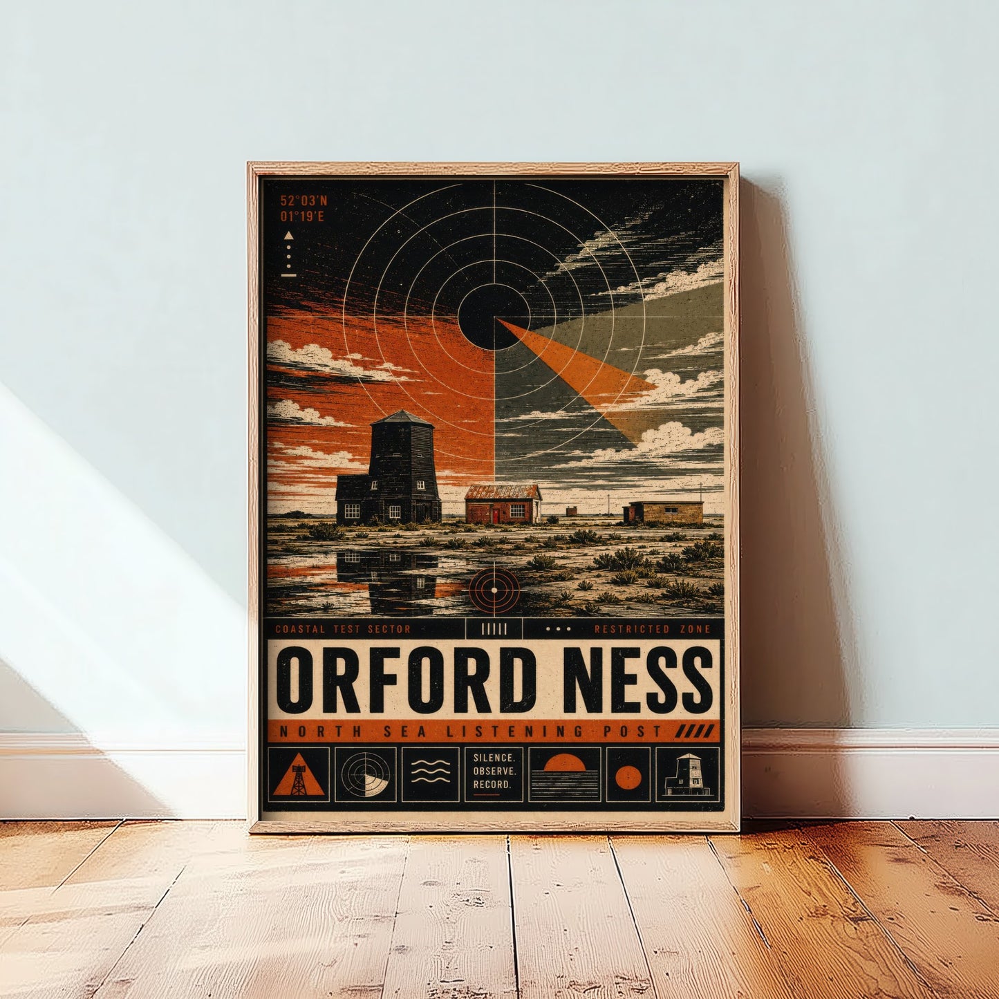 Orford Ness Suffolk Travel Poster - North Sea Coast Art Print - Retro Illustration - Lighthouse Shingle Spit 2/3