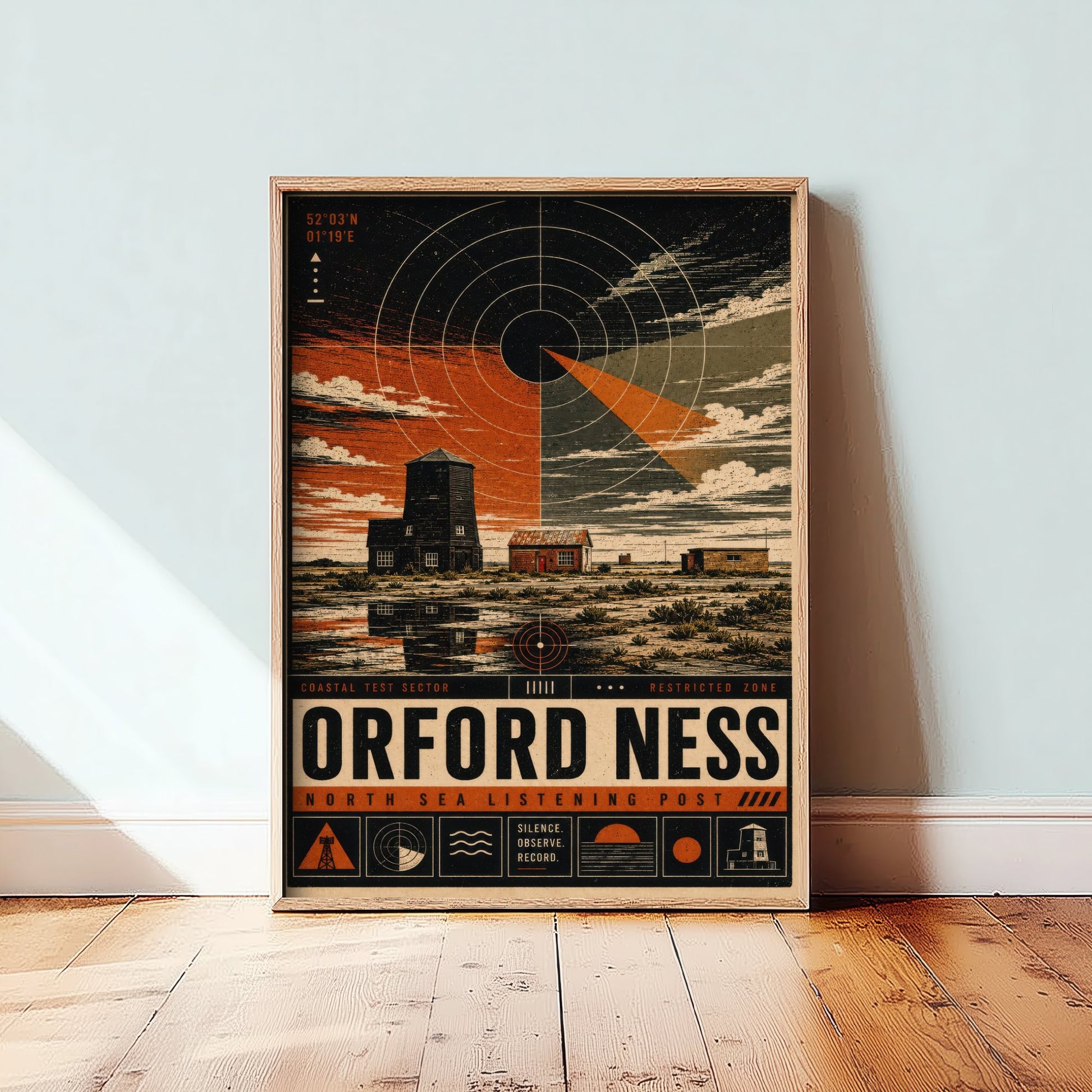 Orford Ness Suffolk Travel Poster - North Sea Coast Art Print - Retro Illustration - Lighthouse Shingle Spit 2/3