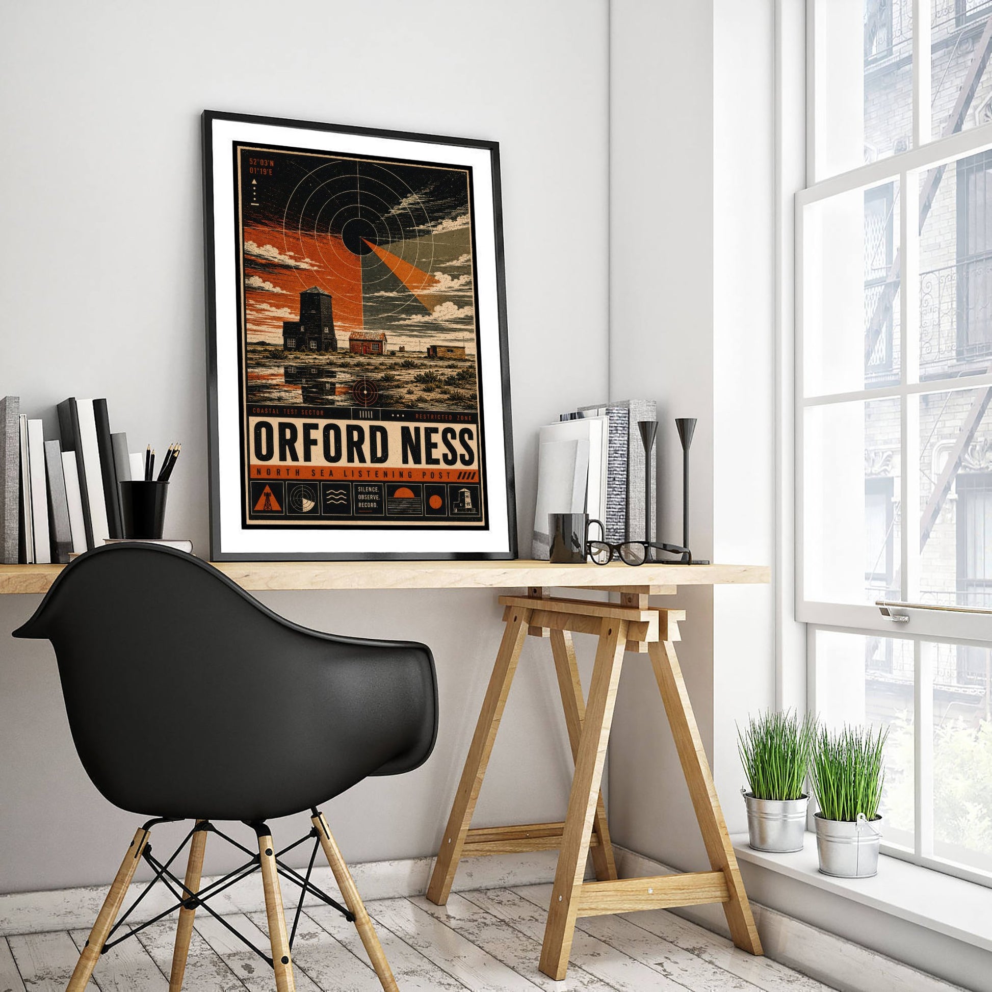 Orford Ness Suffolk Travel Poster - North Sea Coast Art Print - Retro Illustration - Lighthouse Shingle Spit 2/3