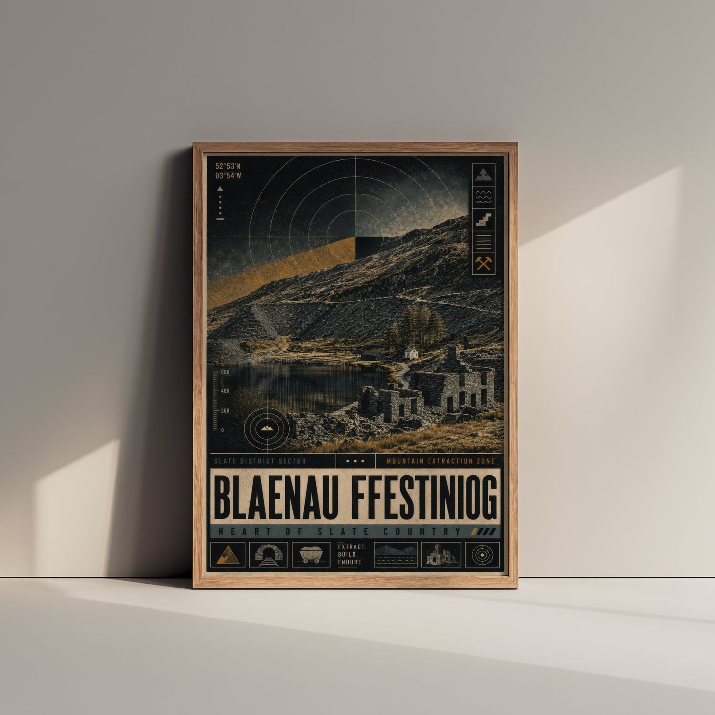 Blaenau Ffestiniog Wales Travel Poster - Slate Country Art Print - Retro Illustration - Welsh Quarry Town 3/3