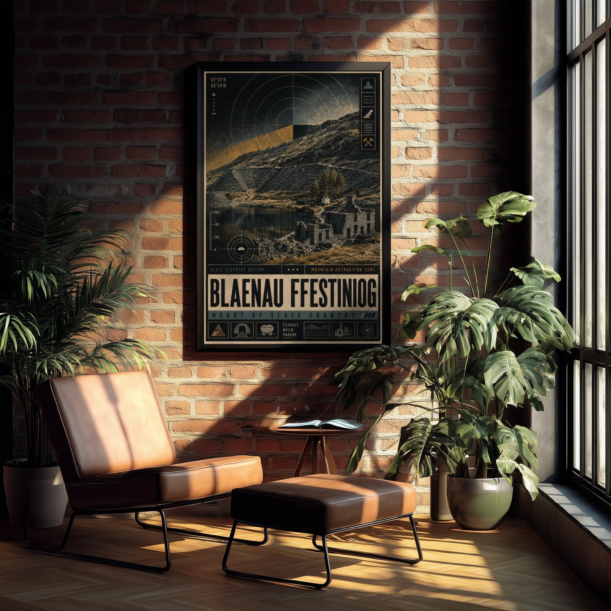 Blaenau Ffestiniog Wales Travel Poster - Slate Country Art Print - Retro Illustration - Welsh Quarry Town 3/3