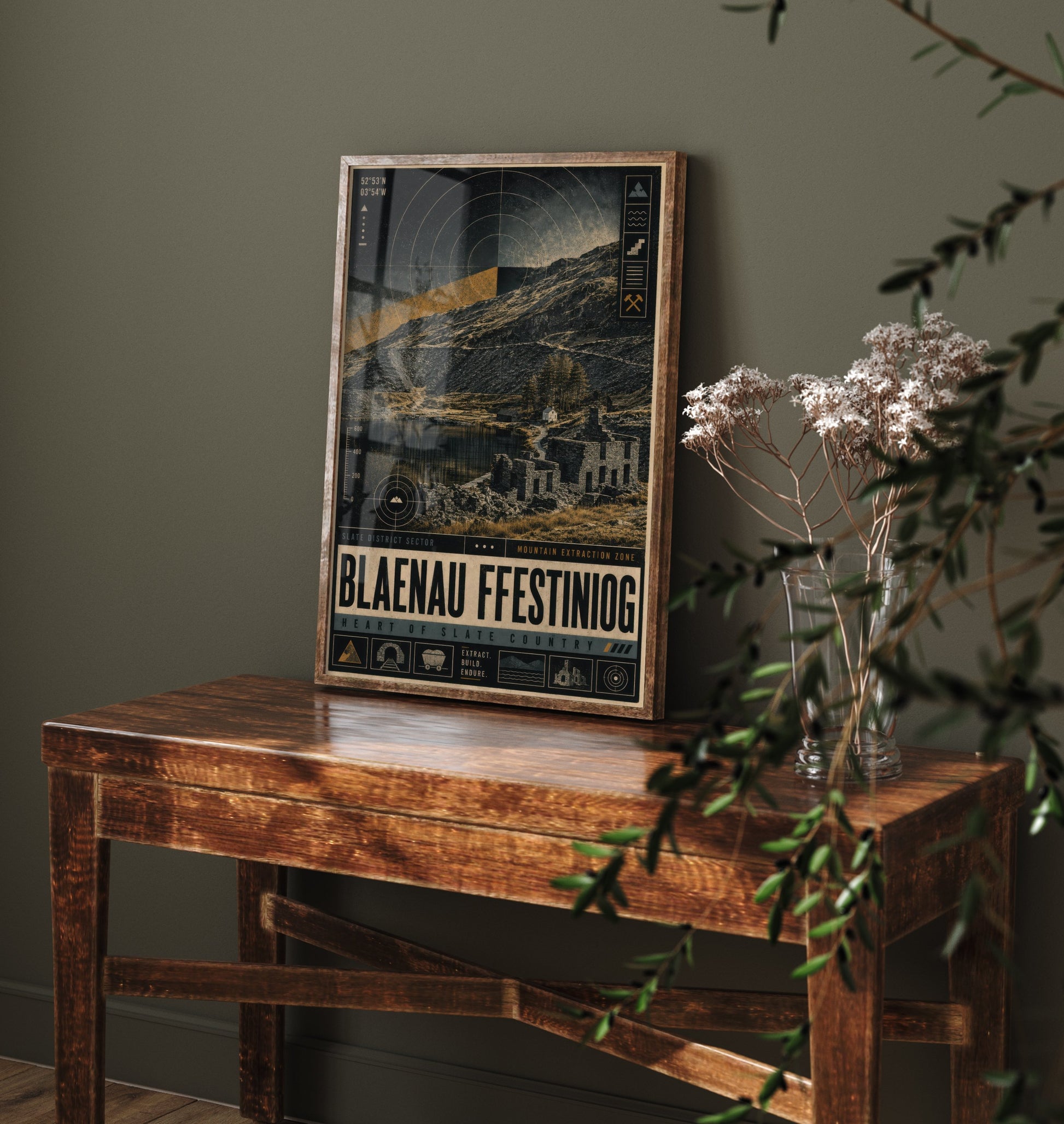 Blaenau Ffestiniog Wales Travel Poster - Slate Country Art Print - Retro Illustration - Welsh Quarry Town 3/3