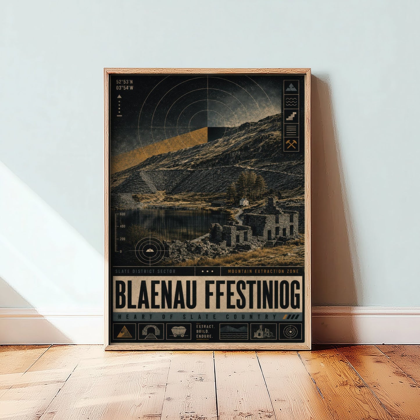 Blaenau Ffestiniog Wales Travel Poster - Slate Country Art Print - Retro Illustration - Welsh Quarry Town 3/3