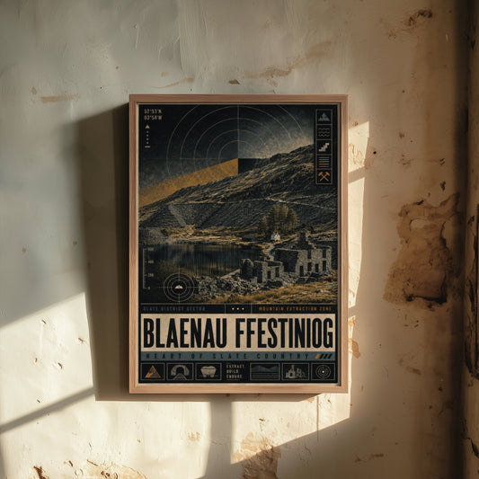 Blaenau Ffestiniog Wales Travel Poster - Slate Country Art Print - Retro Illustration - Welsh Quarry Town 3/3