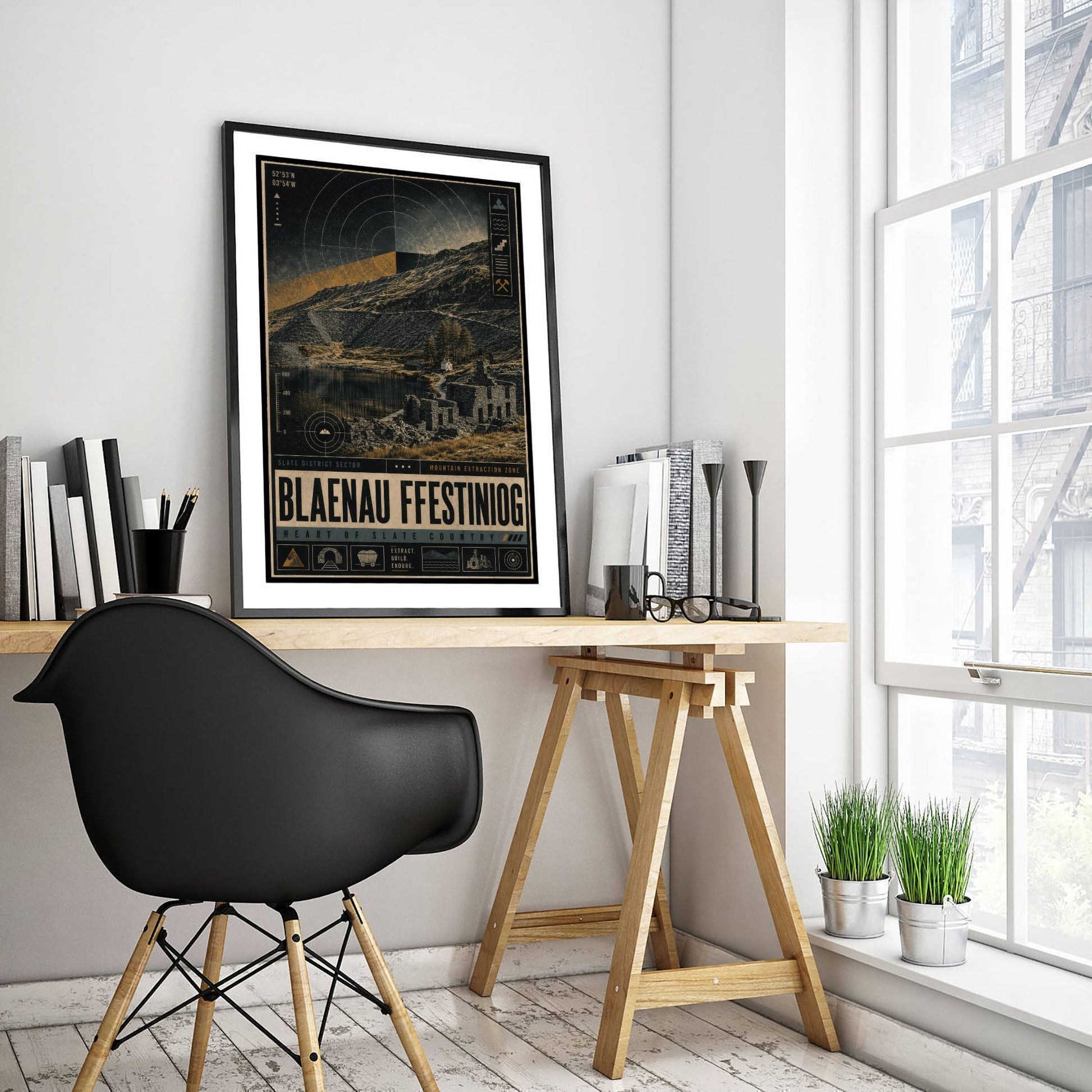 Blaenau Ffestiniog Wales Travel Poster - Slate Country Art Print - Retro Illustration - Welsh Quarry Town 3/3