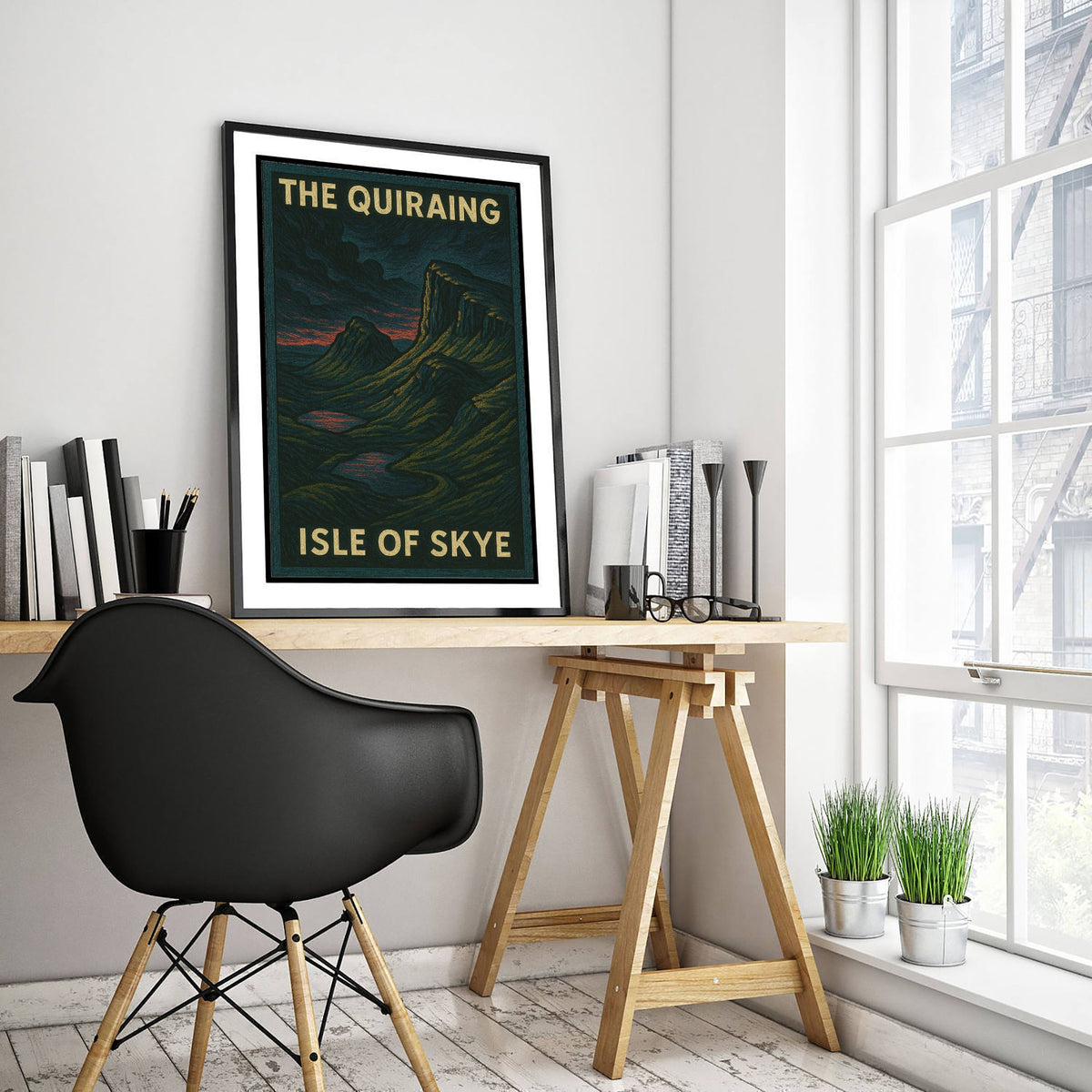 The Quiraing Travel Poster - Isle of Skye Art Print - Moody Woodcut Landscape - Scotland 3/3