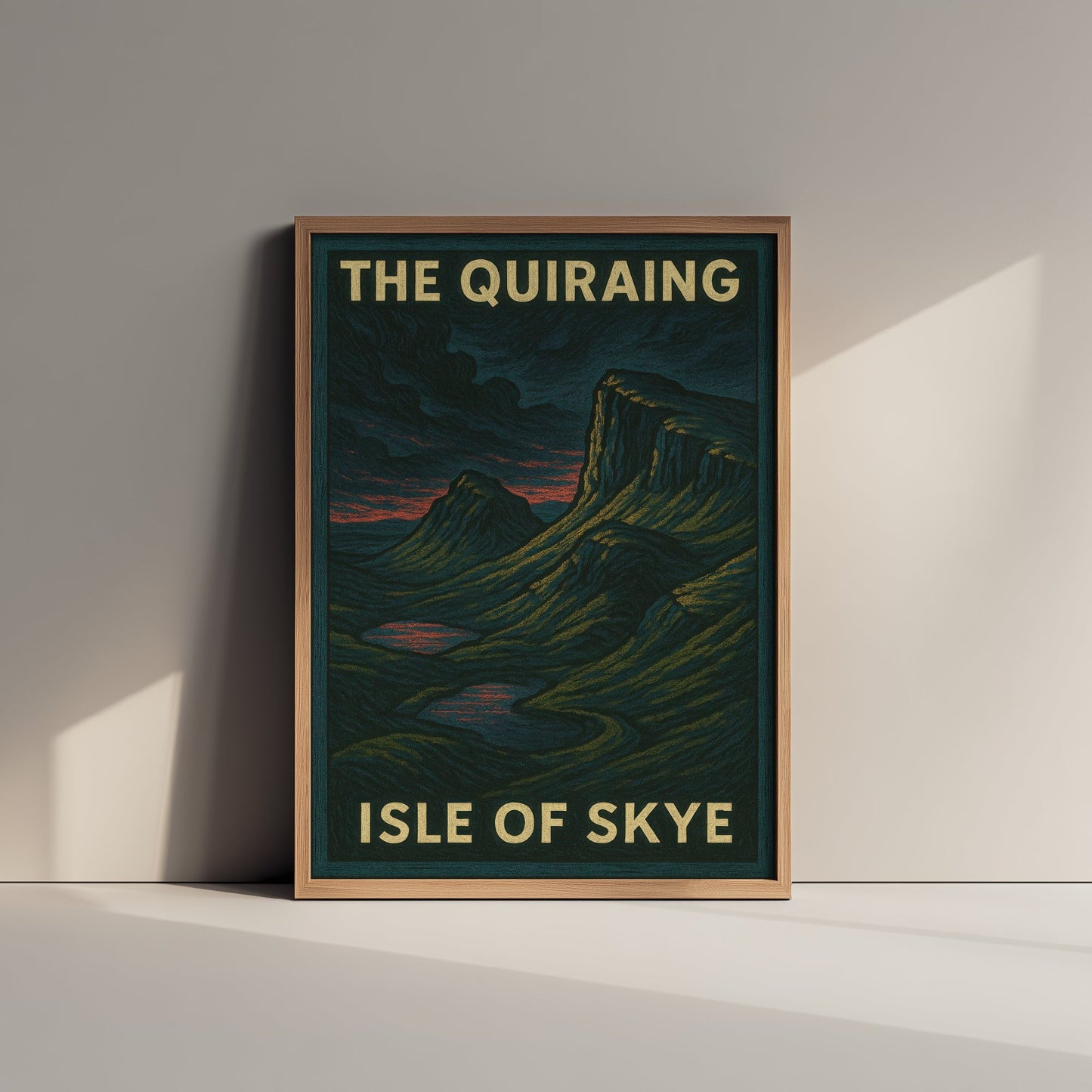 The Quiraing Travel Poster - Isle of Skye Art Print - Moody Woodcut Landscape - Scotland 3/3