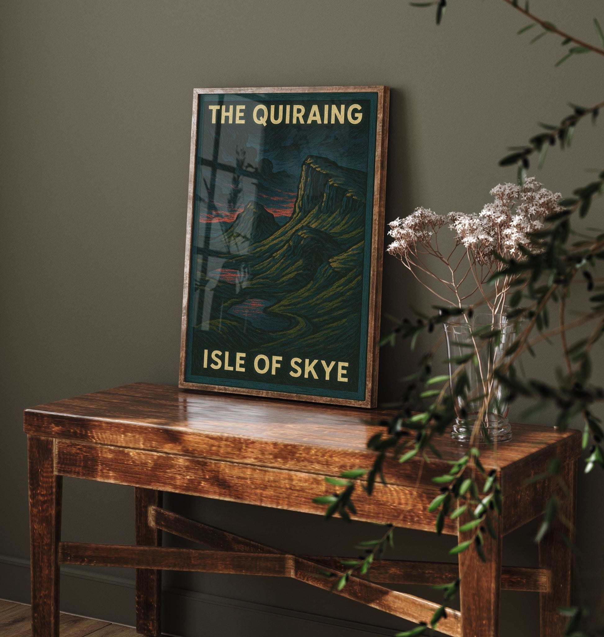 The Quiraing Travel Poster - Isle of Skye Art Print - Moody Woodcut Landscape - Scotland 3/3