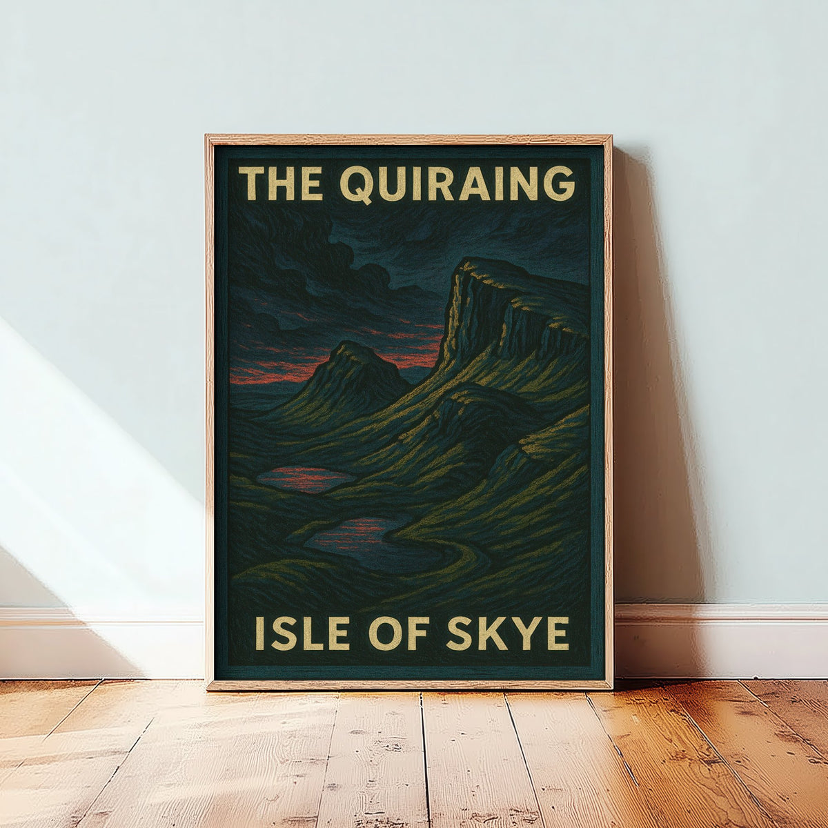 The Quiraing Travel Poster - Isle of Skye Art Print - Moody Woodcut Landscape - Scotland 3/3