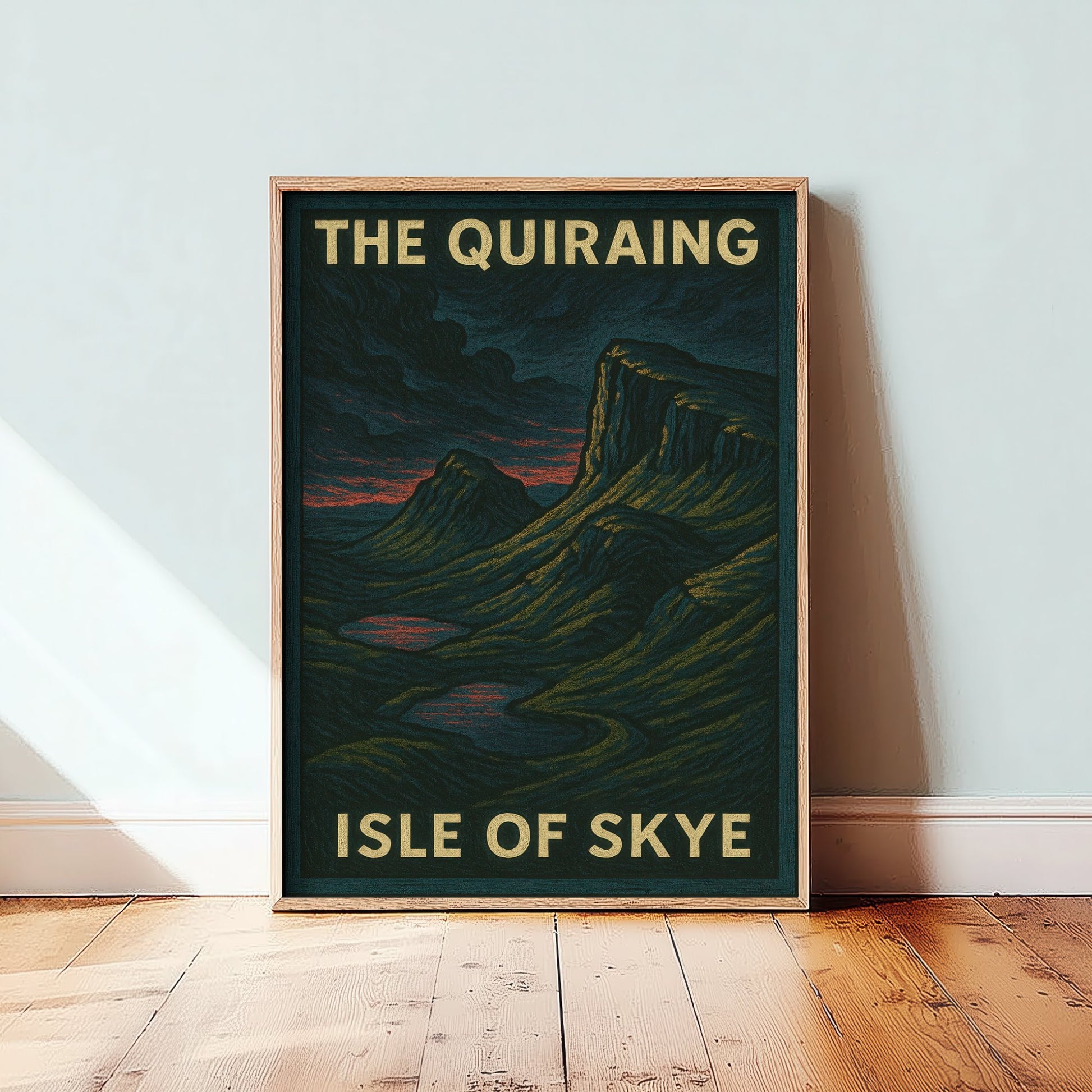 The Quiraing Travel Poster - Isle of Skye Art Print - Moody Woodcut Landscape - Scotland 3/3