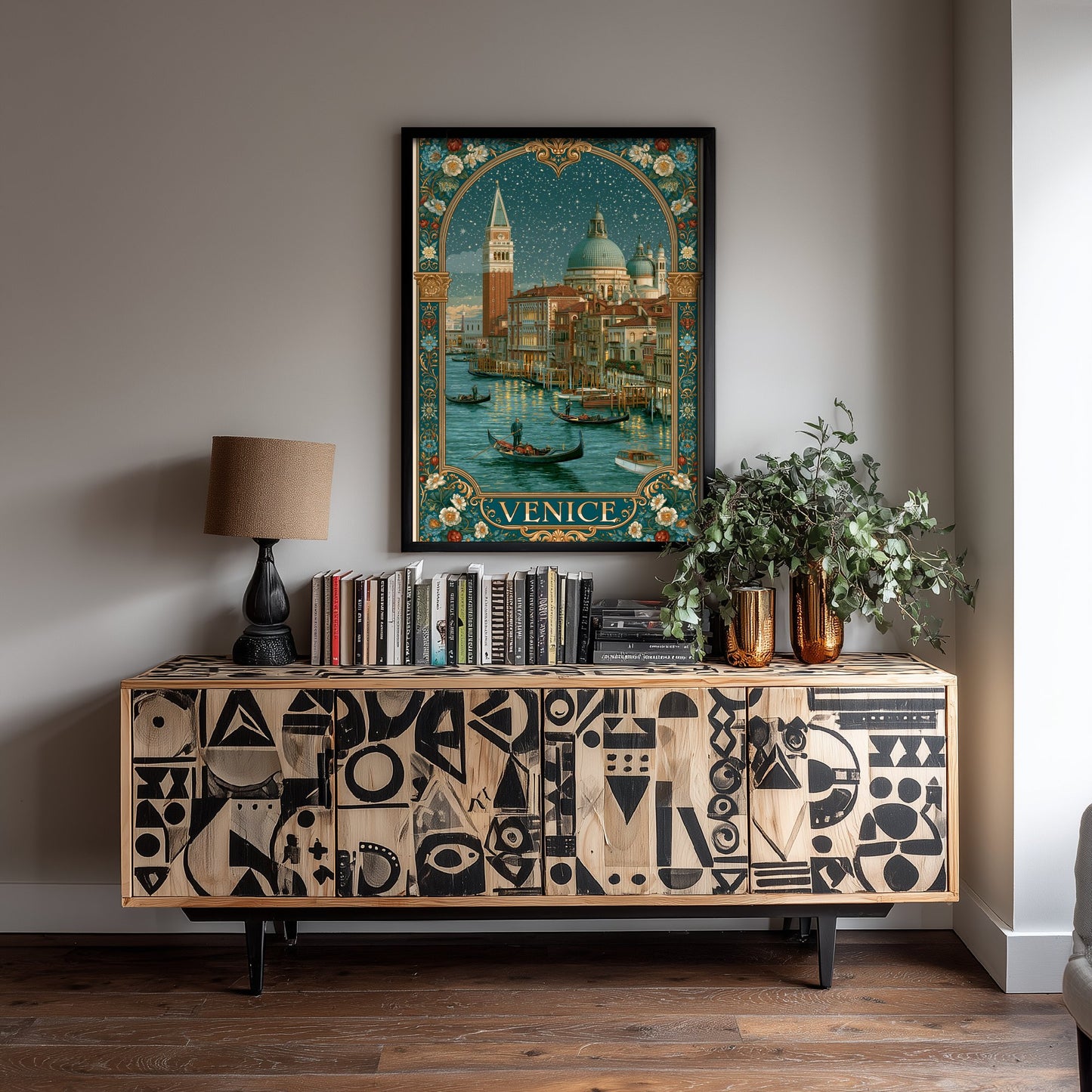 Venice Italy Travel Poster - Art Nouveau Illustration - Grand Canal Gondolas Art Print - Visit San Marco 2/3