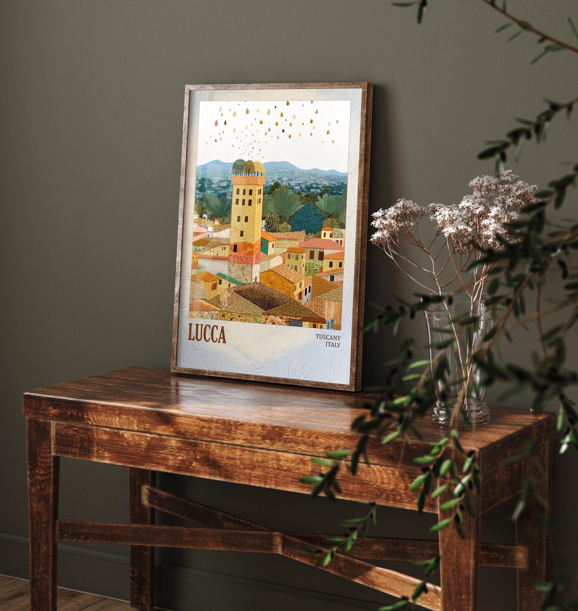 Lucca Italy Travel Poster - Gold Foil Art Print - Geometric Town Illustration - Tuscany 3/3