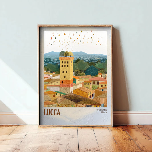 Lucca Italy Travel Poster - Gold Foil Art Print - Geometric Town Illustration - Tuscany 3/3