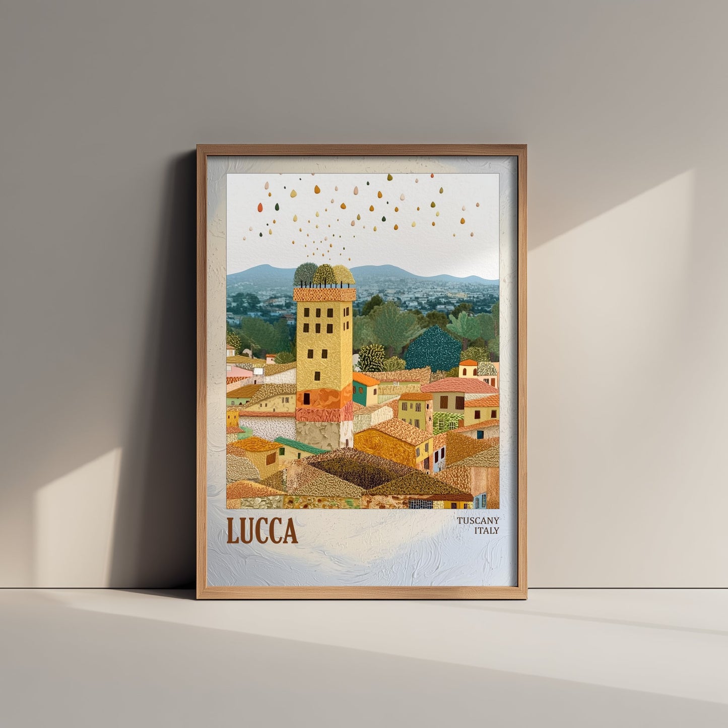 Lucca Italy Travel Poster - Gold Foil Art Print - Geometric Town Illustration - Tuscany 3/3