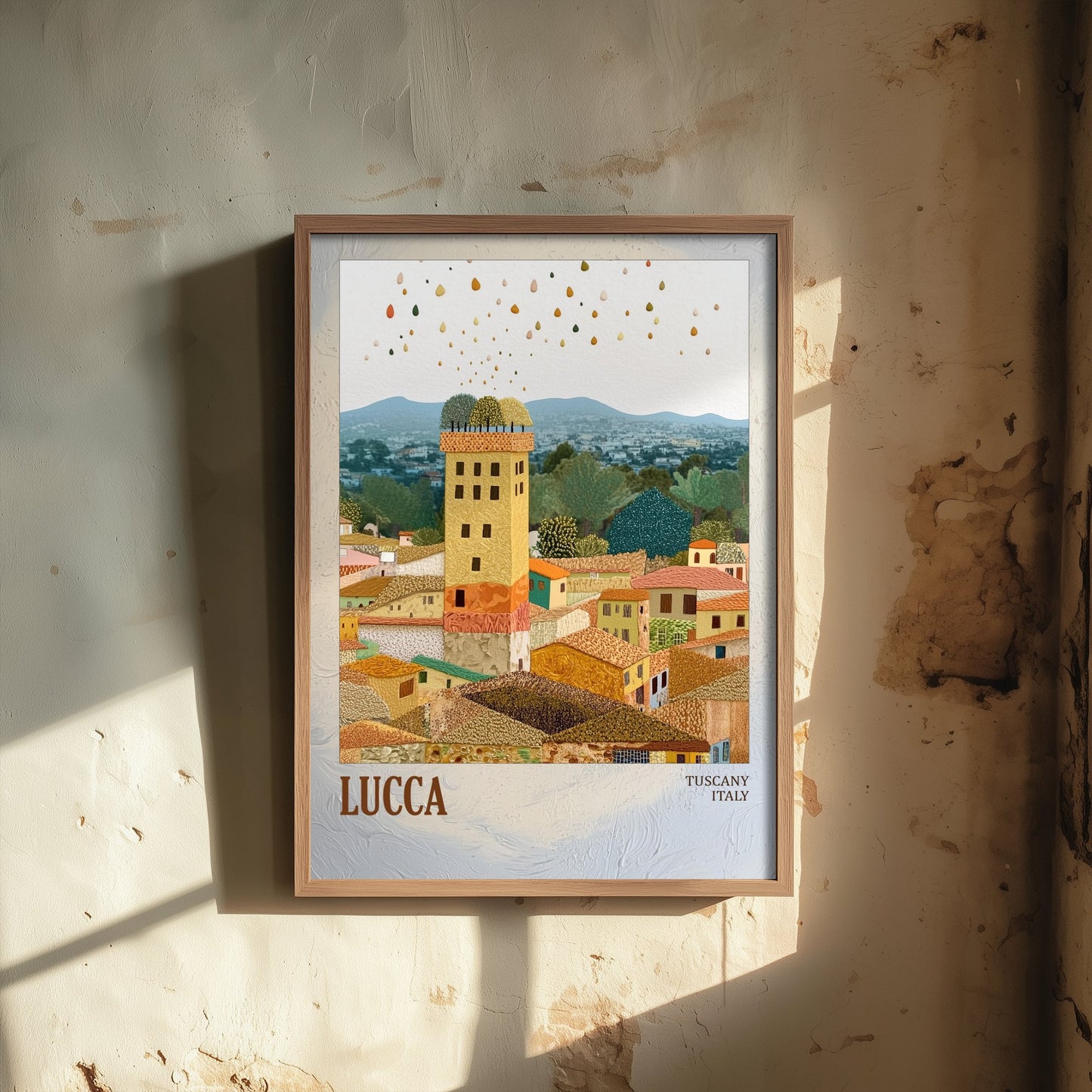 Lucca Italy Travel Poster - Gold Foil Art Print - Geometric Town Illustration - Tuscany 3/3