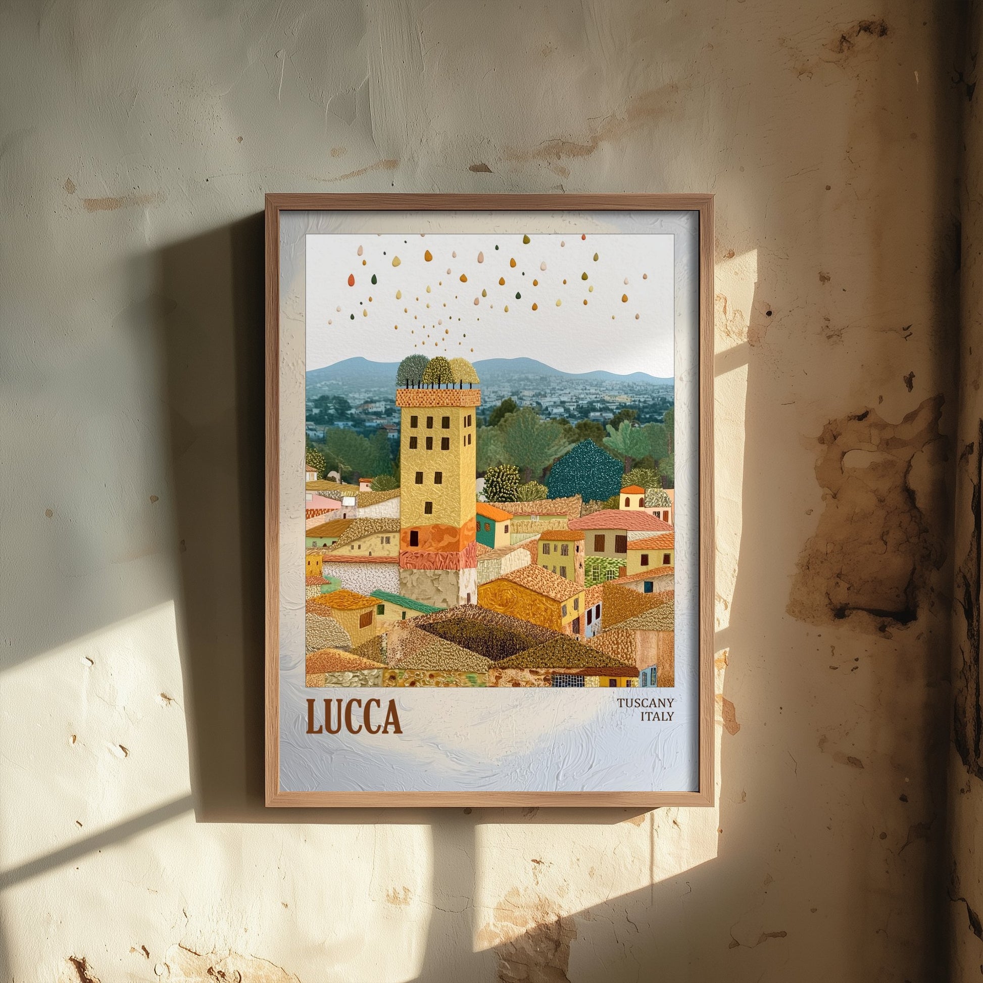 Lucca Italy Travel Poster - Gold Foil Art Print - Geometric Town Illustration - Tuscany 3/3