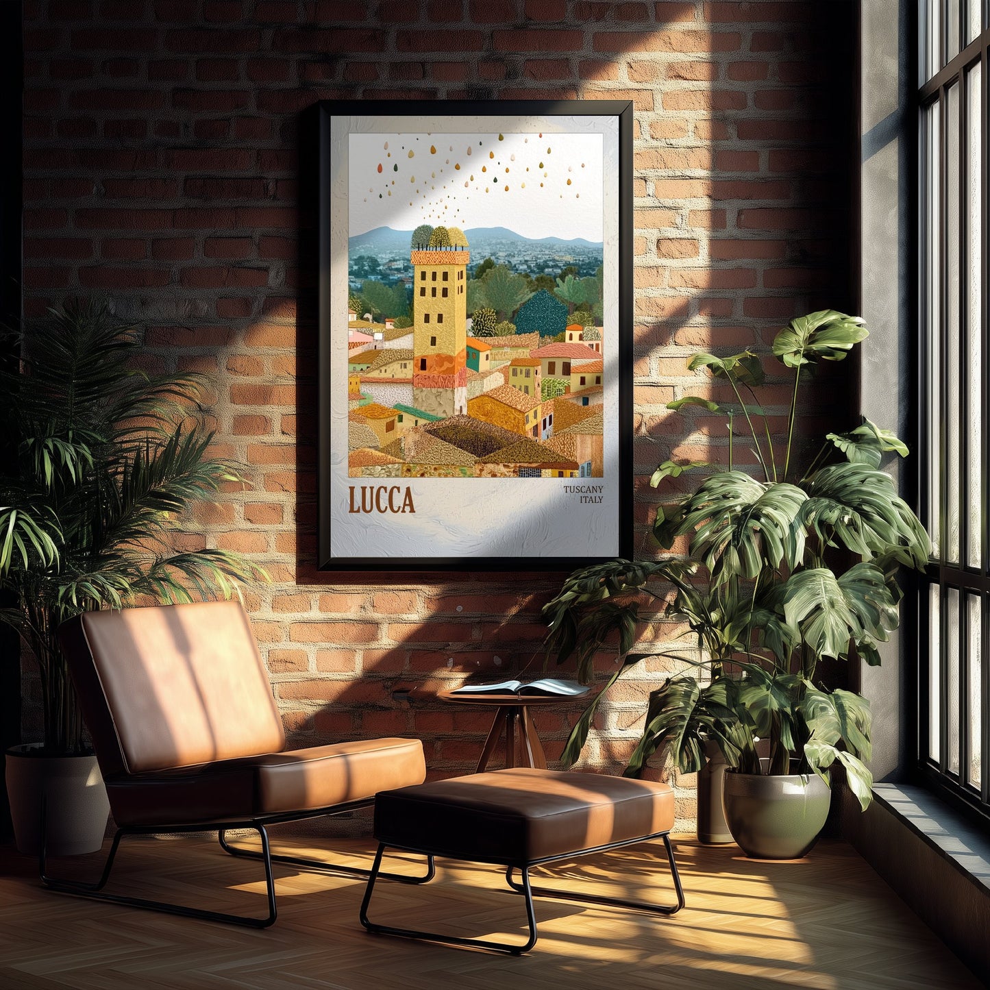 Lucca Italy Travel Poster - Gold Foil Art Print - Geometric Town Illustration - Tuscany 3/3