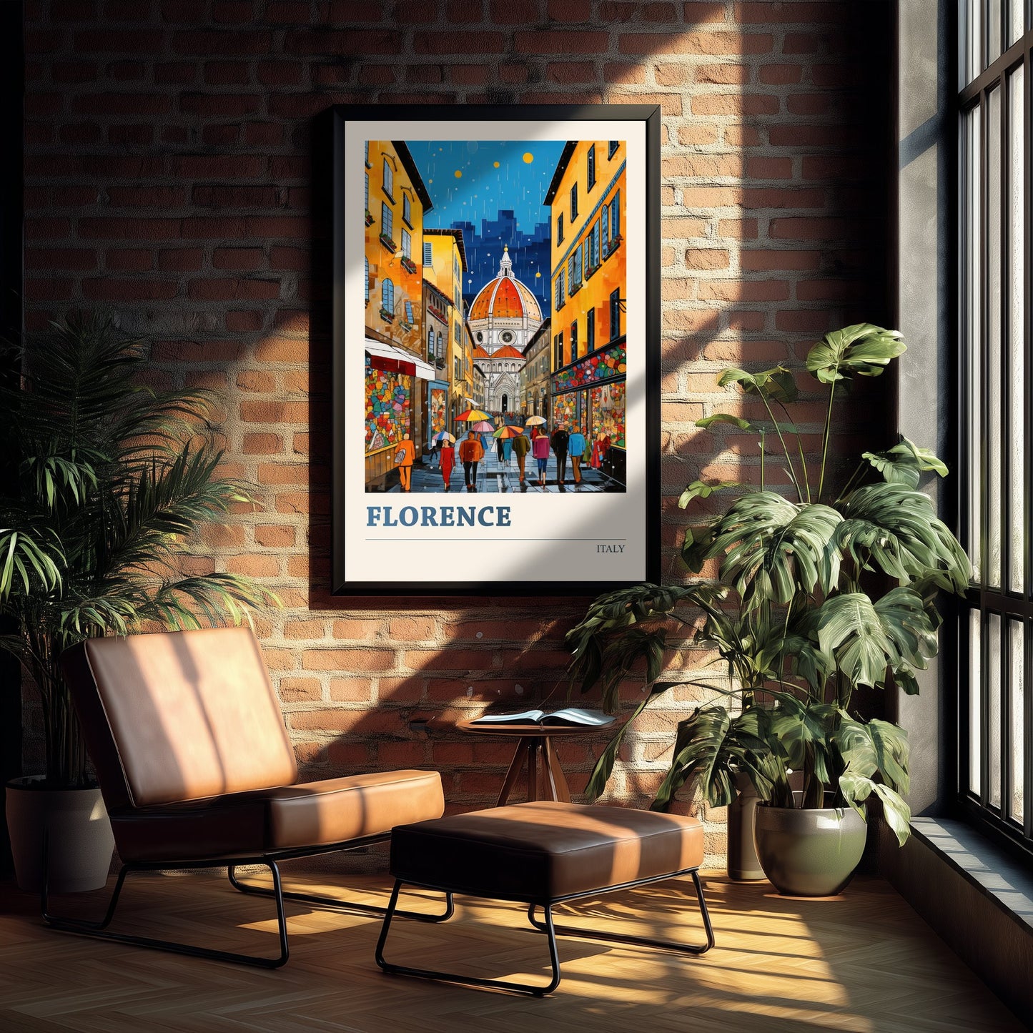 Florence Italy Travel Poster - Duomo Art Print - Vibrant Cityscape Illustration - Tuscany City Visit 2/3