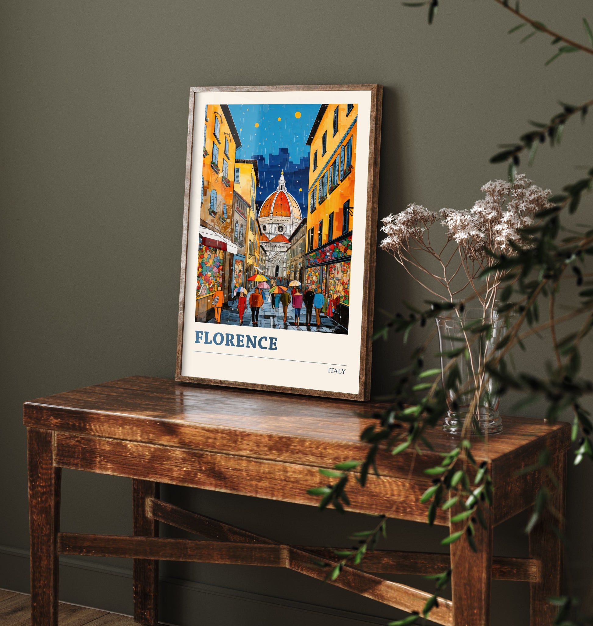 Florence Italy Travel Poster - Duomo Art Print - Vibrant Cityscape Illustration - Tuscany City Visit 2/3