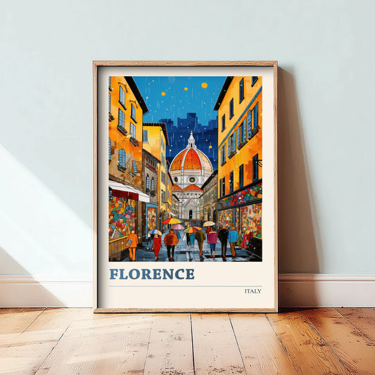Florence Italy Travel Poster - Duomo Art Print - Vibrant Cityscape Illustration - Tuscany City Visit 2/3