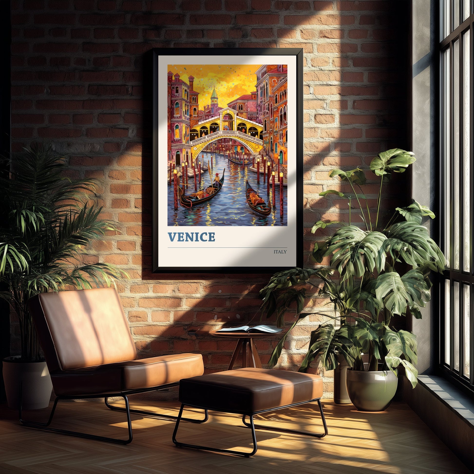 Venice Italy Travel Poster - Rialto Bridge Art Print - Vibrant Cityscape Illustration - Grand Canal Visit 3/3