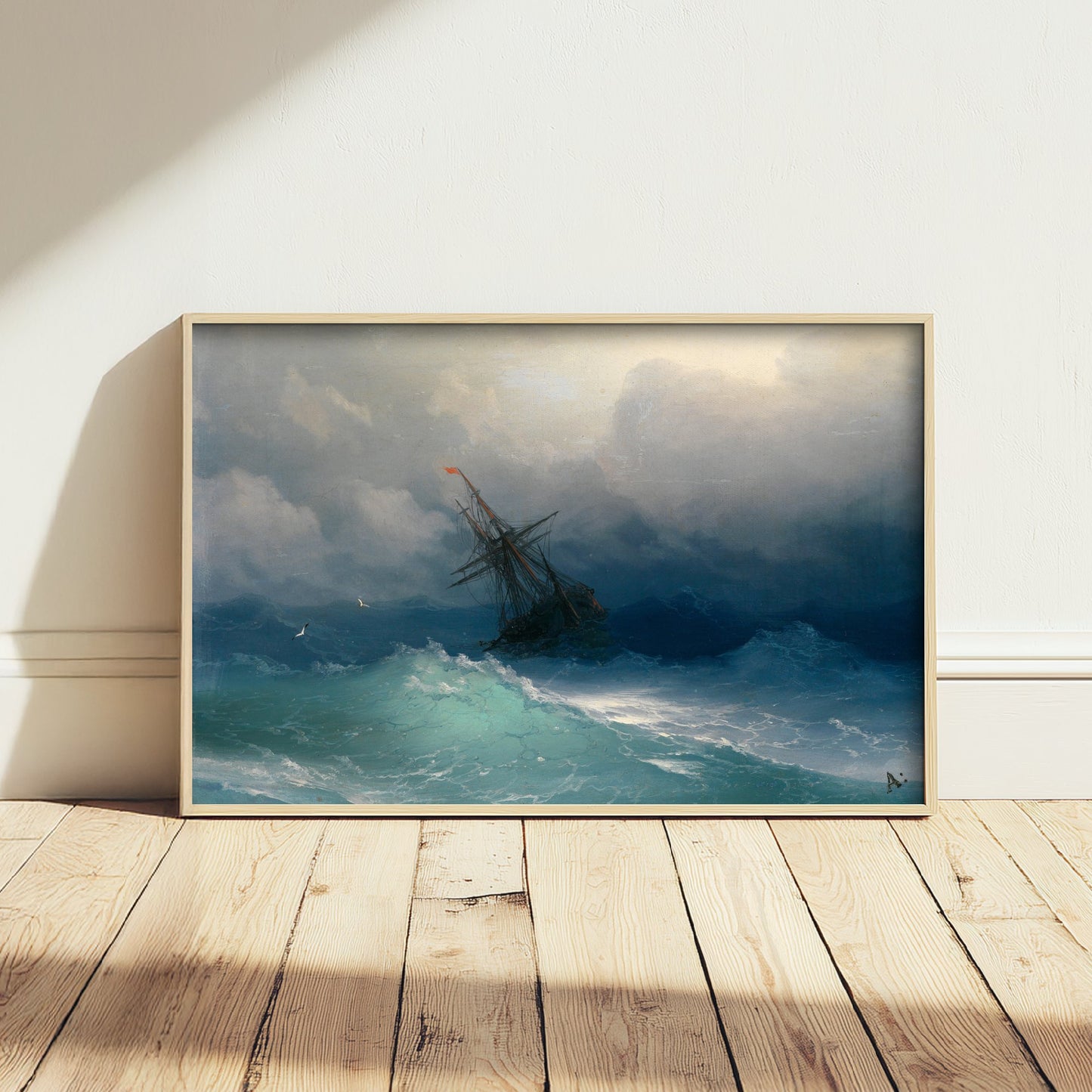 Ivan Aivazovsky - Ship on Stormy Seas (1850) - Classic Painting Photo Poster Print Art Gift Wall Home Decor - Seascape Storm Waves