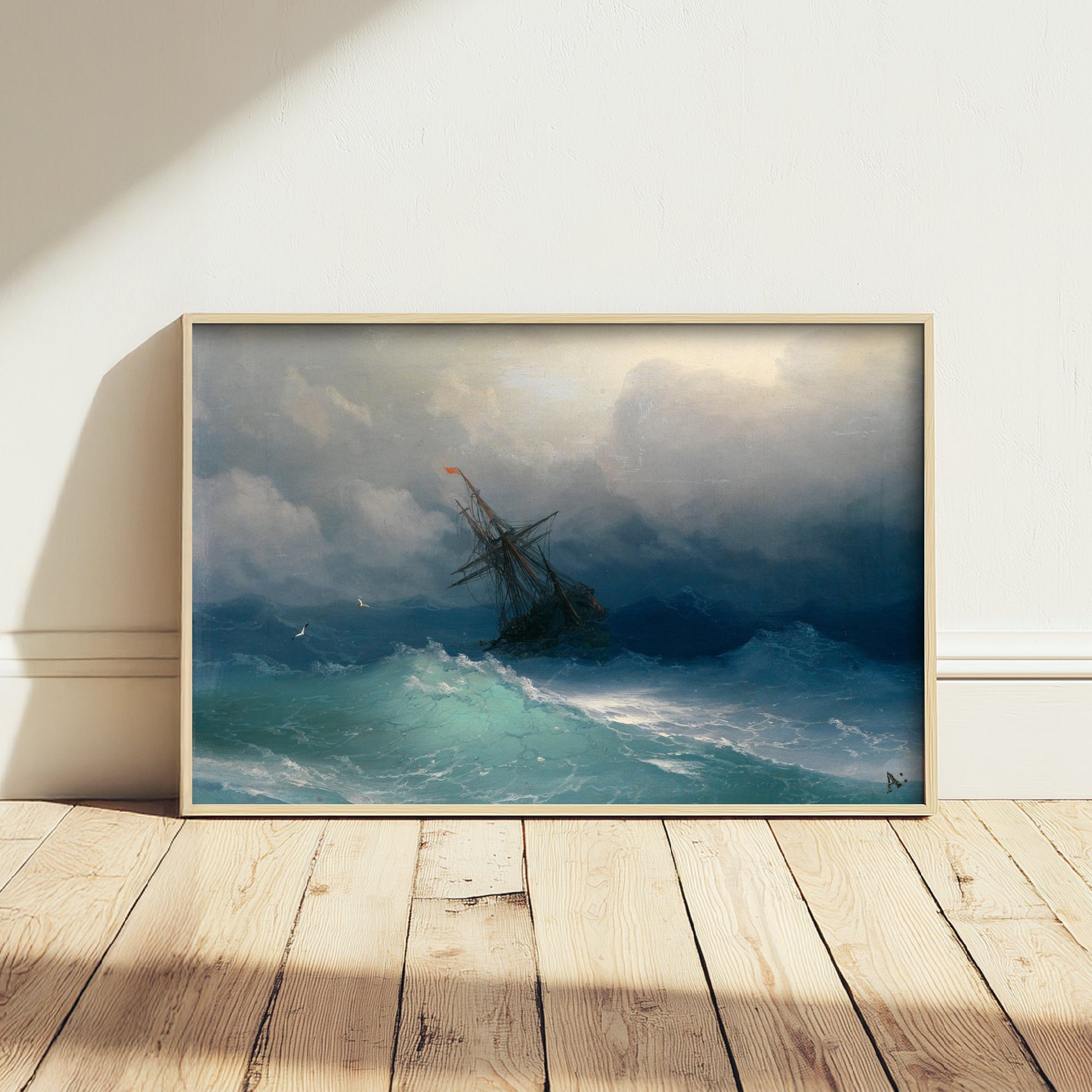 Ivan Aivazovsky - Ship on Stormy Seas (1850) - Classic Painting Photo Poster Print Art Gift Wall Home Decor - Seascape Storm Waves