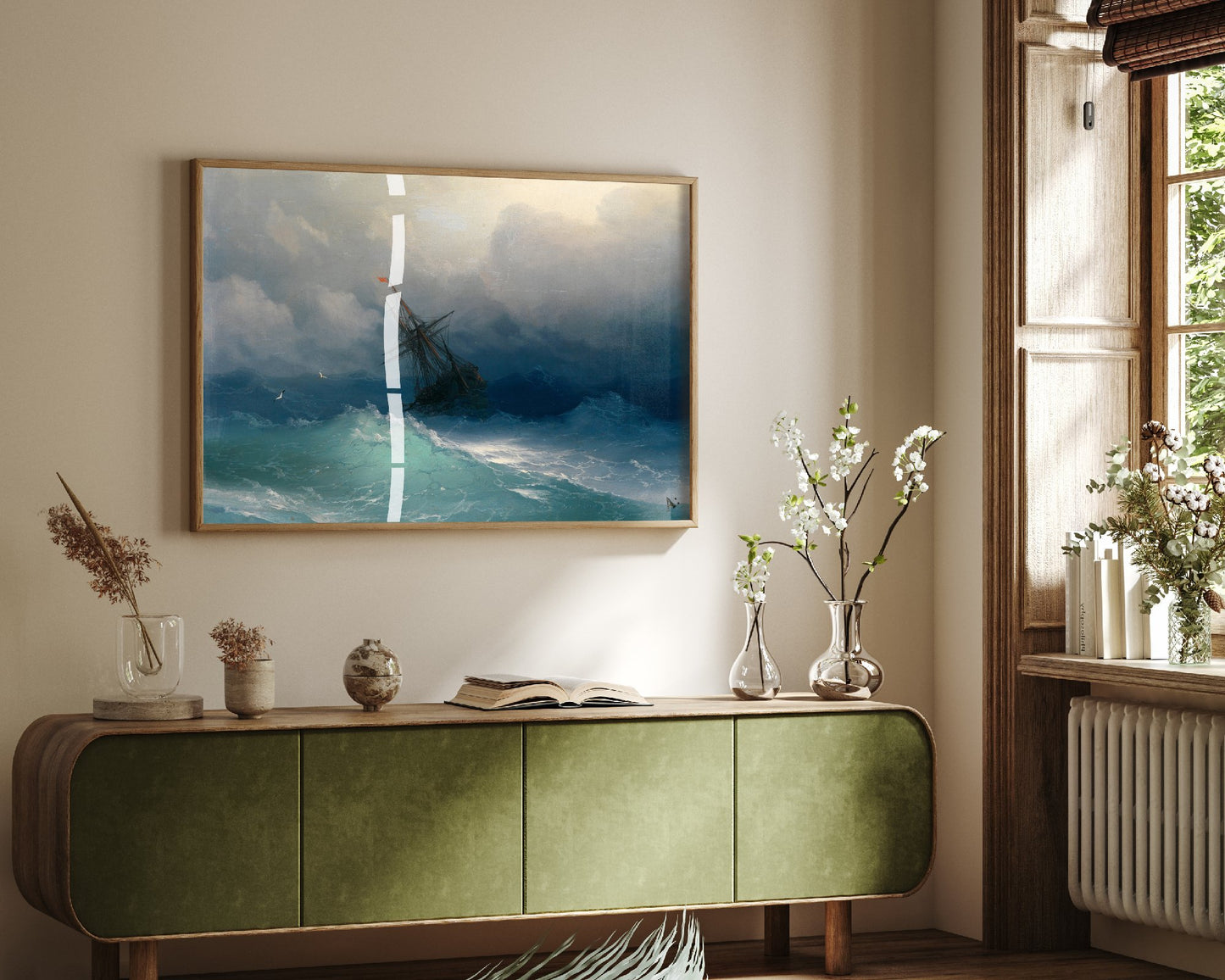 Ivan Aivazovsky - Ship on Stormy Seas (1850) - Classic Painting Photo Poster Print Art Gift Wall Home Decor - Seascape Storm Waves
