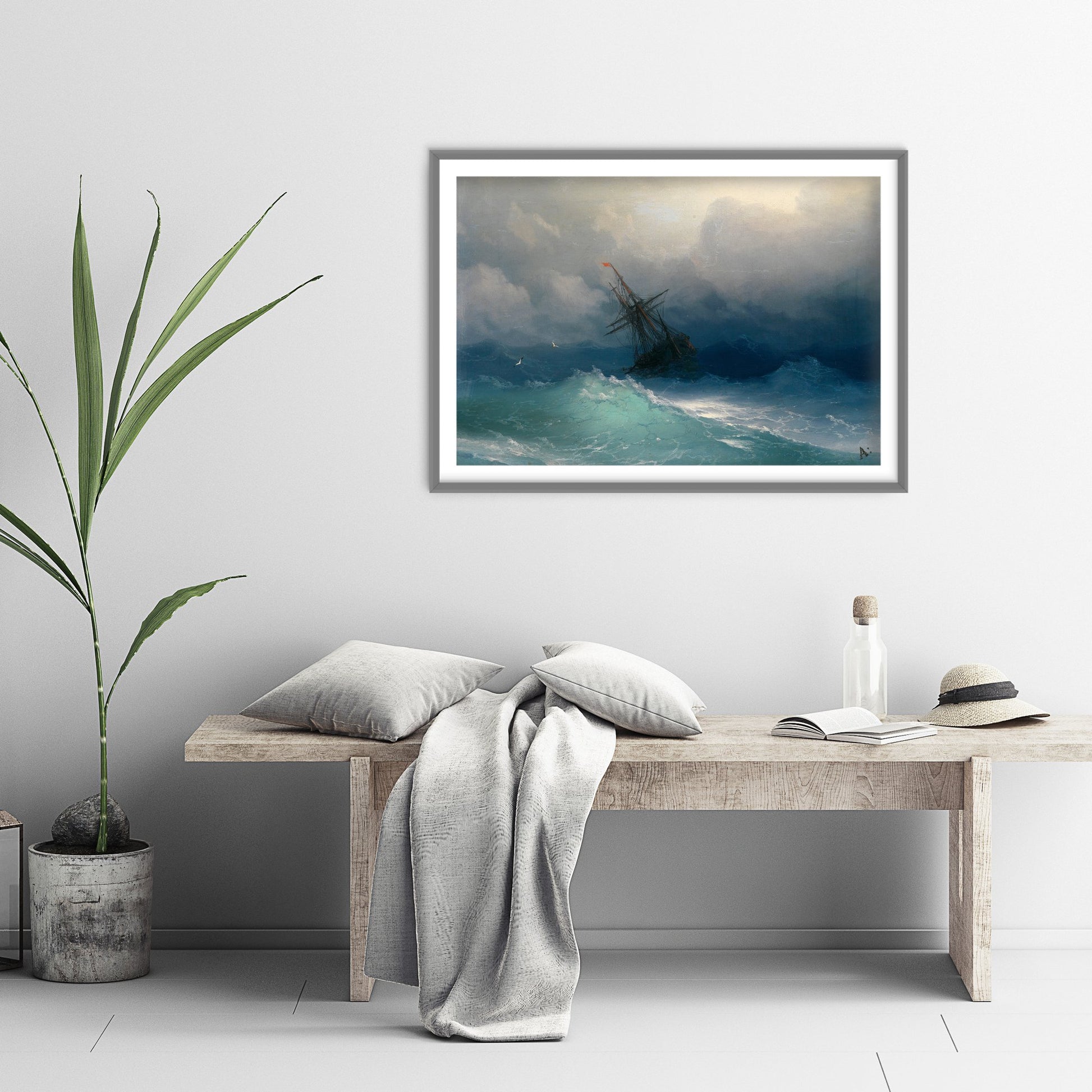 Ivan Aivazovsky - Ship on Stormy Seas (1850) - Classic Painting Photo Poster Print Art Gift Wall Home Decor - Seascape Storm Waves