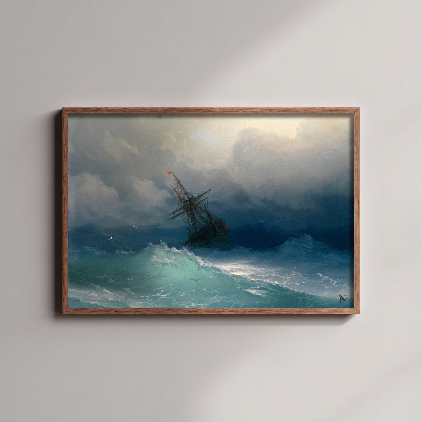 Ivan Aivazovsky - Ship on Stormy Seas (1850) - Classic Painting Photo Poster Print Art Gift Wall Home Decor - Seascape Storm Waves