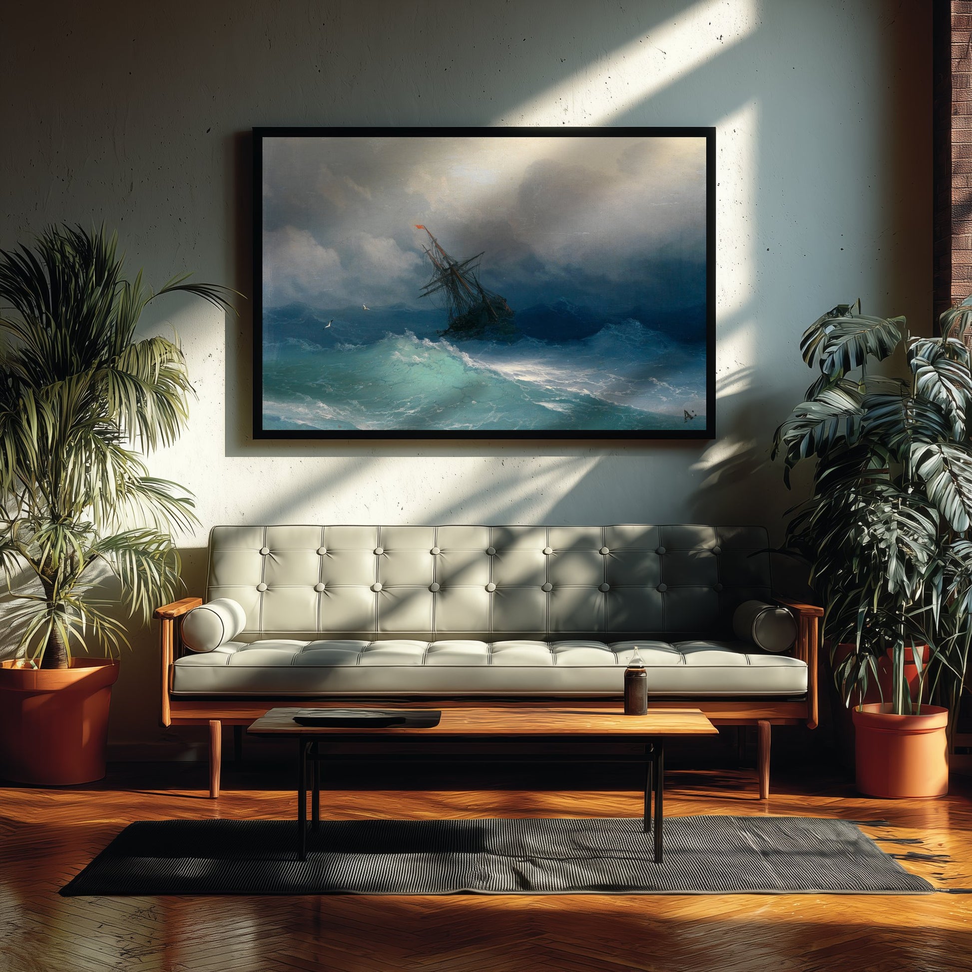 Ivan Aivazovsky - Ship on Stormy Seas (1850) - Classic Painting Photo Poster Print Art Gift Wall Home Decor - Seascape Storm Waves