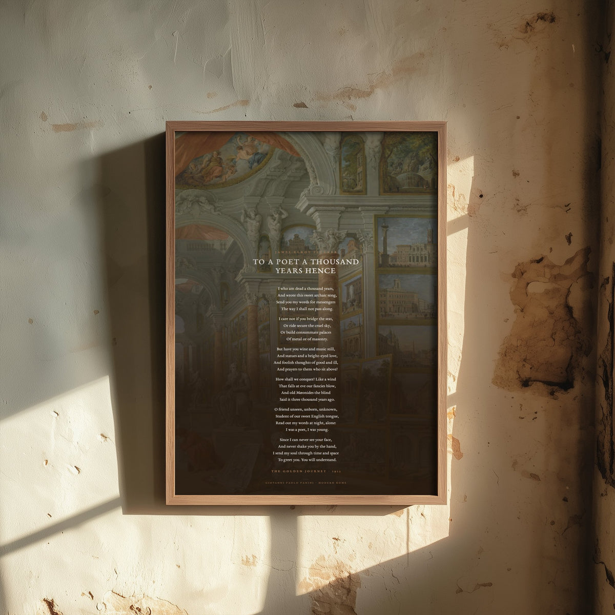To a Poet a Thousand Years Hence by James Elroy Flecker Art Print - Full Poem over Modern Rome Classic Painting - Poetry Poster