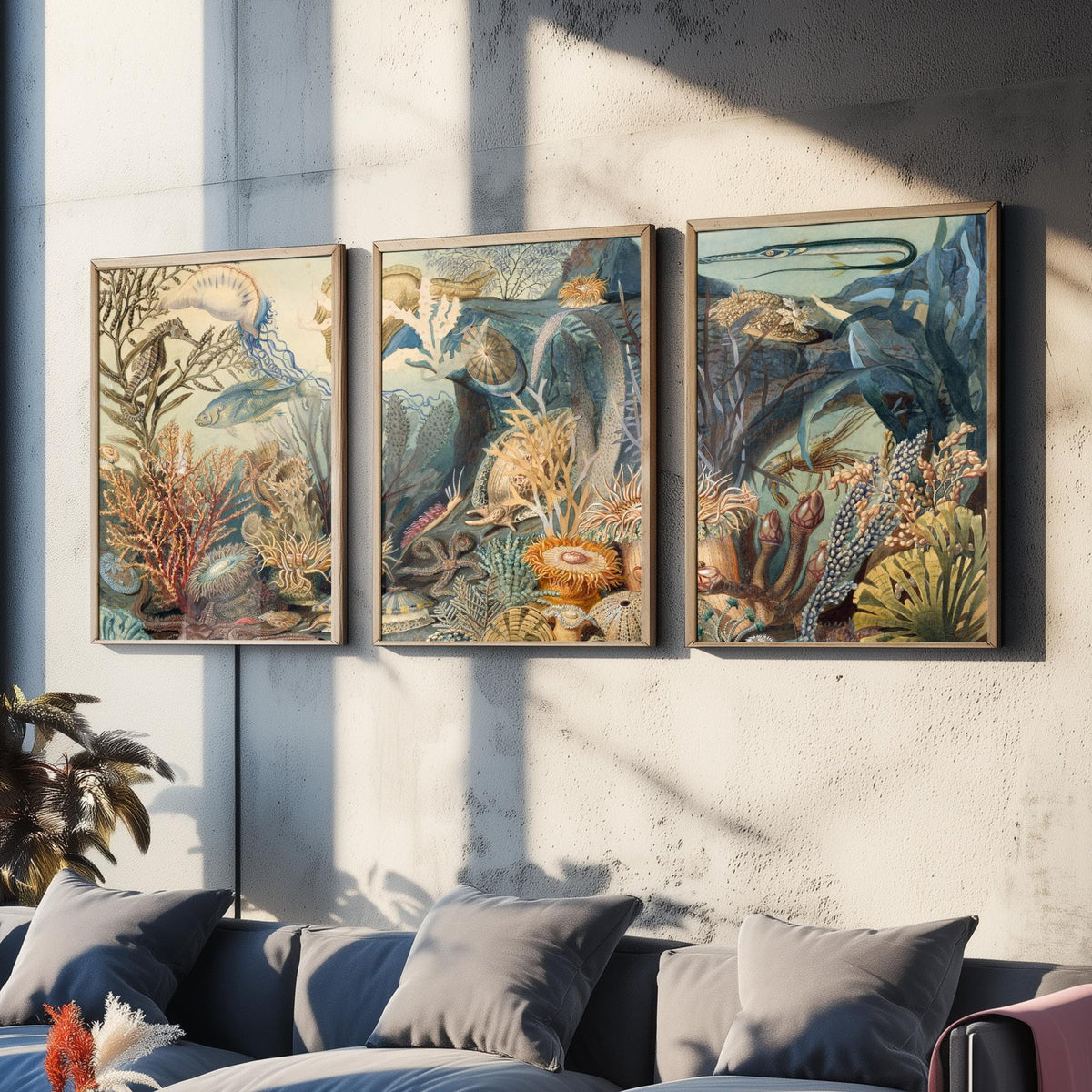 James Sommerville Ocean Life Set of Three Art Prints - Victorian Undersea Lithographs - Natural History Illustration Poster