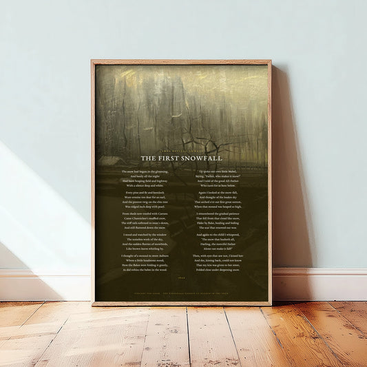 The First Snowfall by James Russell Lowell Art Print - Full Poem over Van Gogh Parsonage Garden in the Snow Painting - Poetry Poster