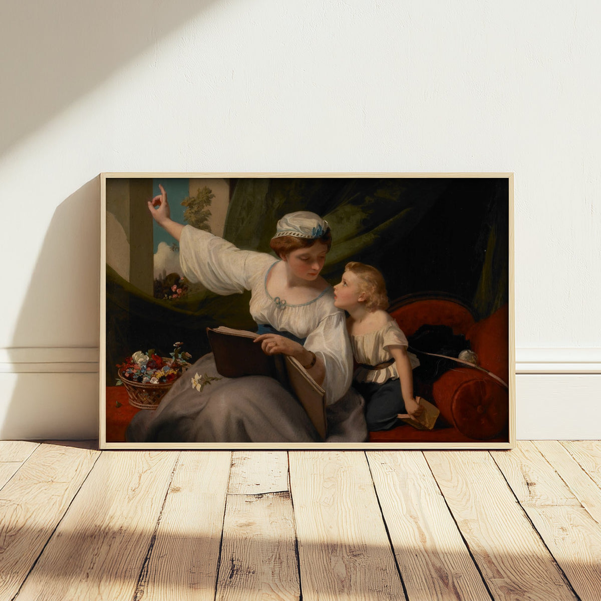 James Sant - The Fairy Tale (1845) - Classic Painting Art Print - Victorian Mother and Child Storytelling Poster - Storybook Nursery Scene