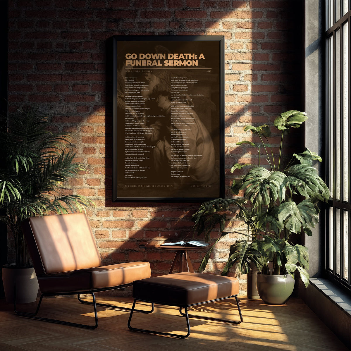 Go Down Death: A Funeral Sermon by James Weldon Johnson Art Print - Full Poem Poster over Classic Painting - Harlem Renaissance Poetry