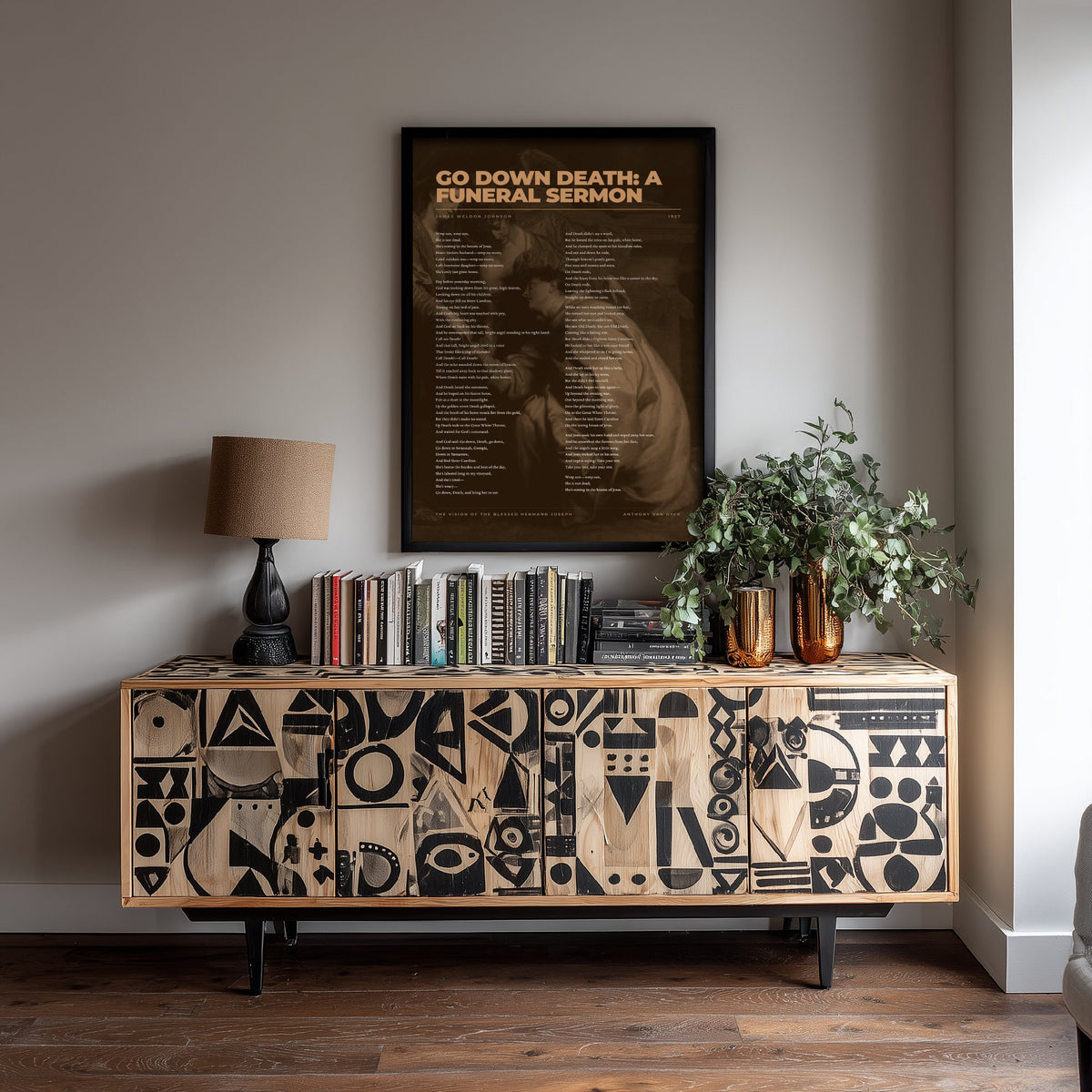 Go Down Death: A Funeral Sermon by James Weldon Johnson Art Print - Full Poem Poster over Classic Painting - Harlem Renaissance Poetry