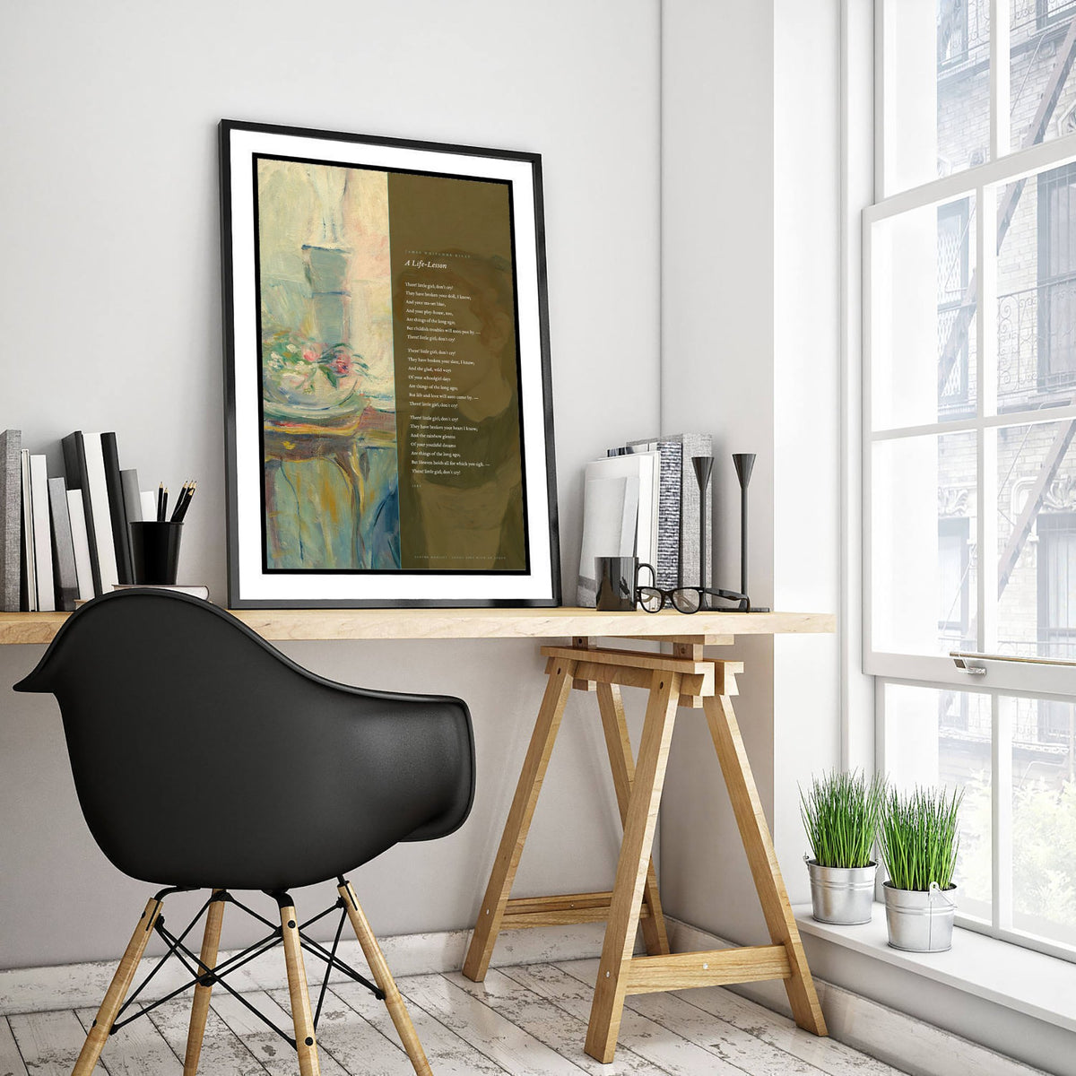 A Life-Lesson by James Whitcomb Riley Art Print - Full Poem beside Young Girl with an Apron Impressionist Painting - Poetry Poster