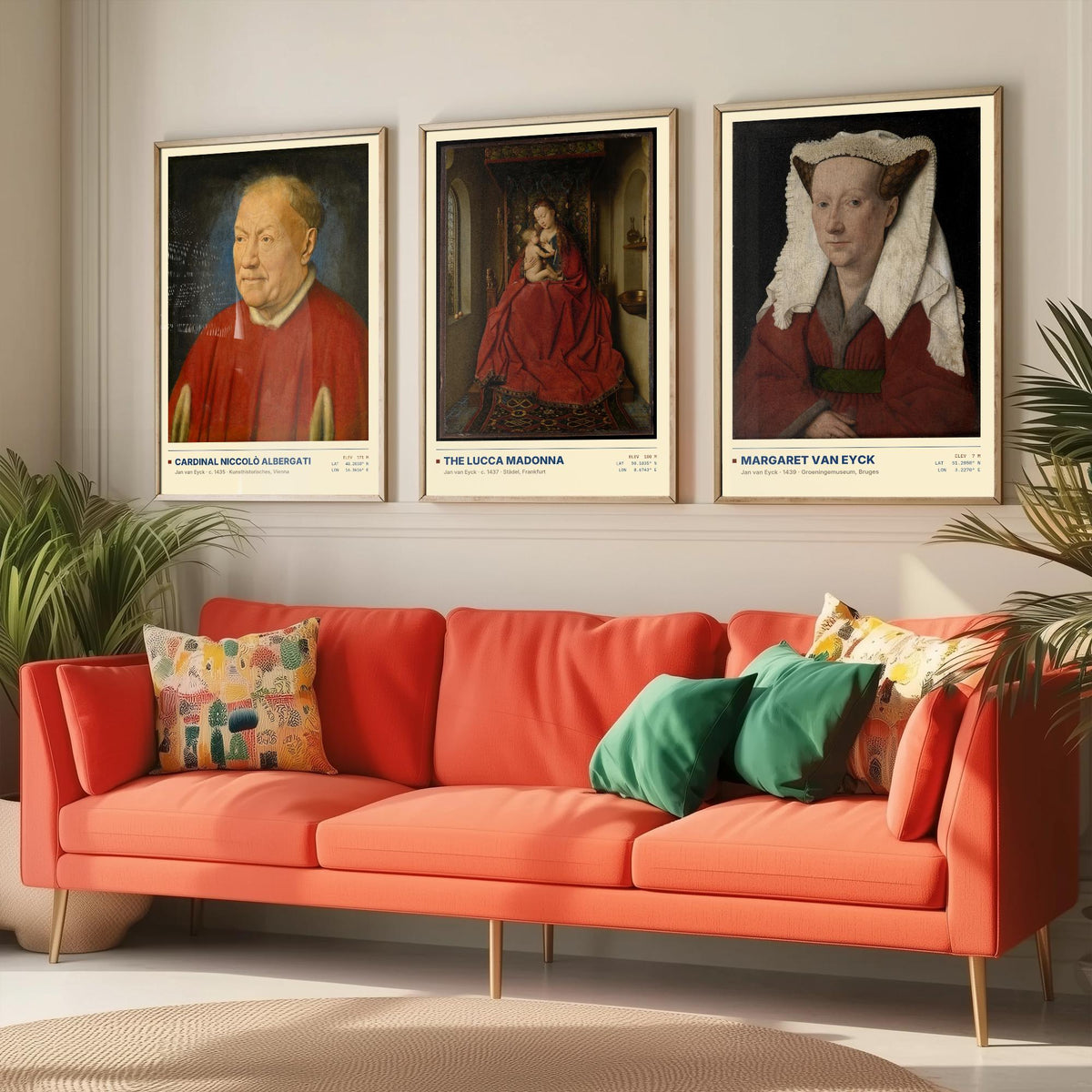 Jan van Eyck Set of Three Art Prints - Cardinal Albergati, The Lucca Madonna, Margaret van Eyck - Early Netherlandish Paintings Posters