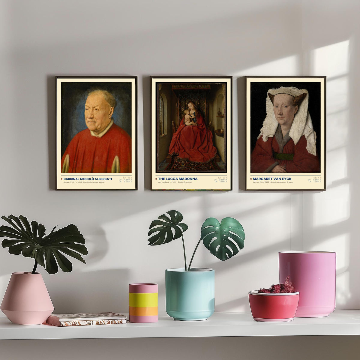 Jan van Eyck Set of Three Art Prints - Cardinal Albergati, The Lucca Madonna, Margaret van Eyck - Early Netherlandish Paintings Posters