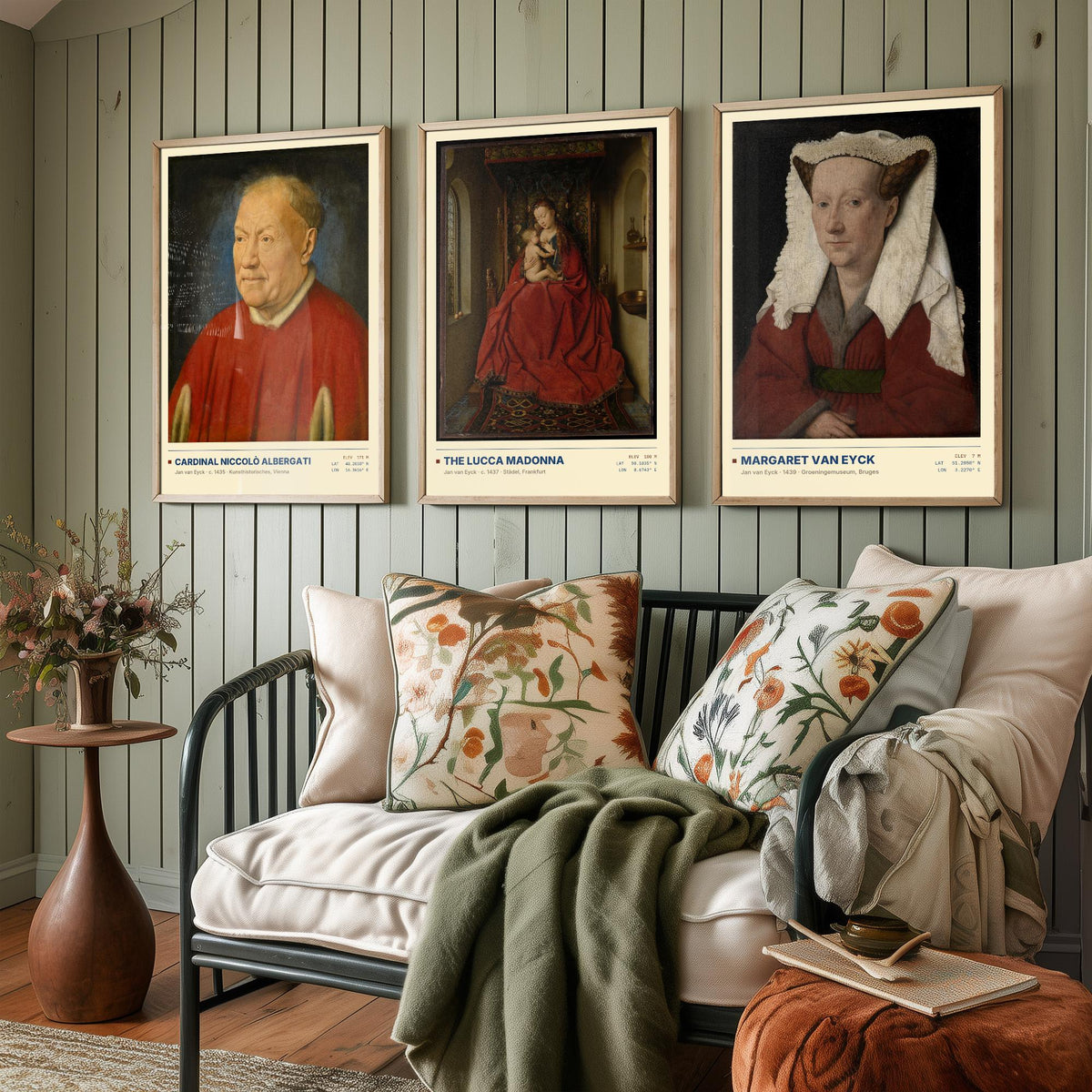 Jan van Eyck Set of Three Art Prints - Cardinal Albergati, The Lucca Madonna, Margaret van Eyck - Early Netherlandish Paintings Posters