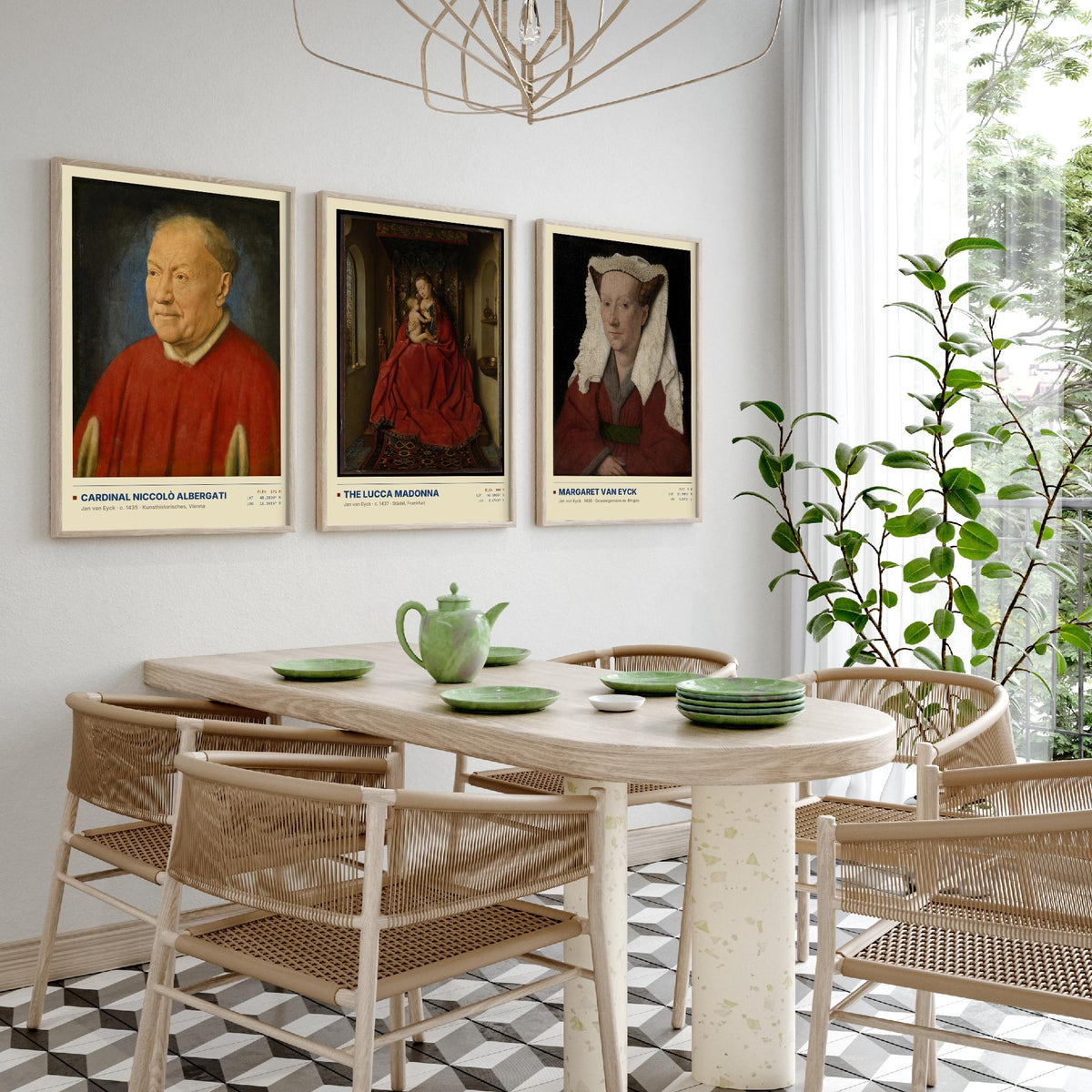 Jan van Eyck Set of Three Art Prints - Cardinal Albergati, The Lucca Madonna, Margaret van Eyck - Early Netherlandish Paintings Posters