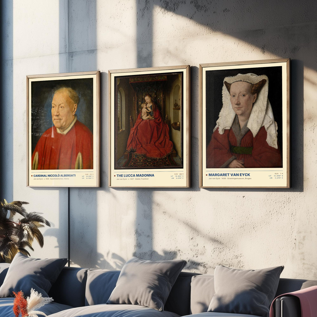 Jan van Eyck Set of Three Art Prints - Cardinal Albergati, The Lucca Madonna, Margaret van Eyck - Early Netherlandish Paintings Posters