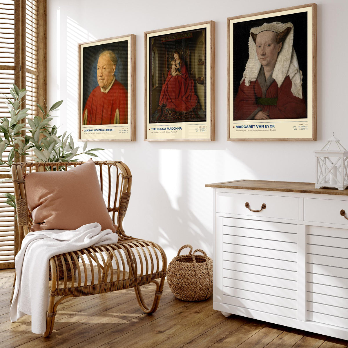 Jan van Eyck Set of Three Art Prints - Cardinal Albergati, The Lucca Madonna, Margaret van Eyck - Early Netherlandish Paintings Posters