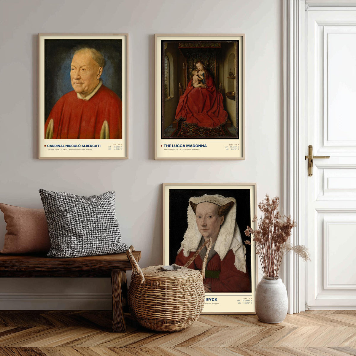 Jan van Eyck Set of Three Art Prints - Cardinal Albergati, The Lucca Madonna, Margaret van Eyck - Early Netherlandish Paintings Posters