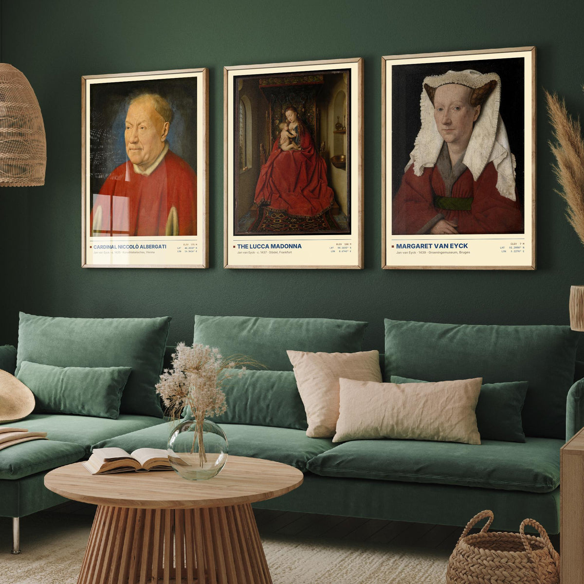 Jan van Eyck Set of Three Art Prints - Cardinal Albergati, The Lucca Madonna, Margaret van Eyck - Early Netherlandish Paintings Posters