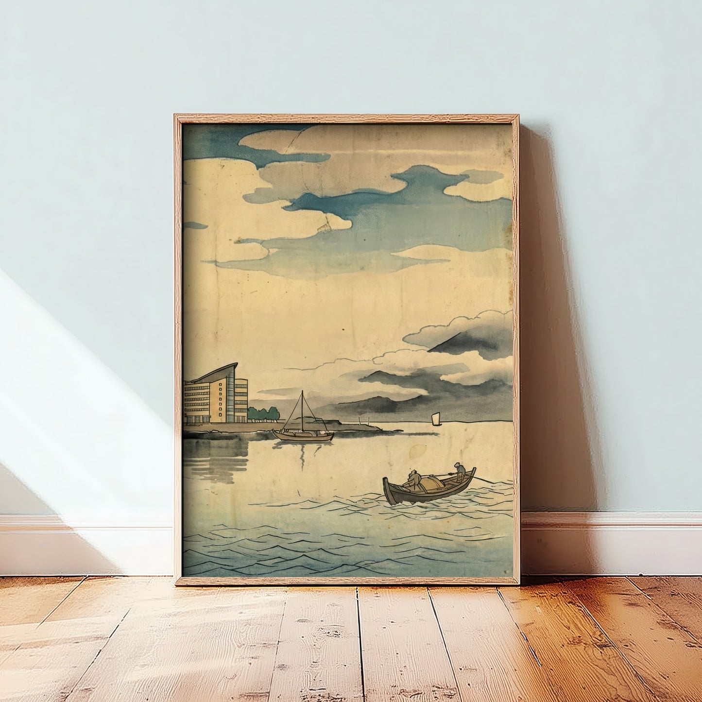 Cardiff Bay Travel Poster - Japanese Woodblock Art Print - Ukiyo-e Skyline Illustration - Welsh Harbour Panel 3/3
