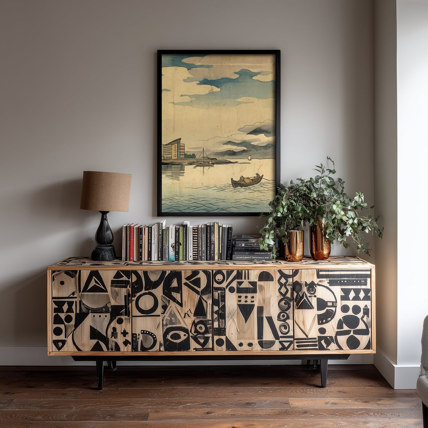 Cardiff Bay Travel Poster - Japanese Woodblock Art Print - Ukiyo-e Skyline Illustration - Welsh Harbour Panel 3/3