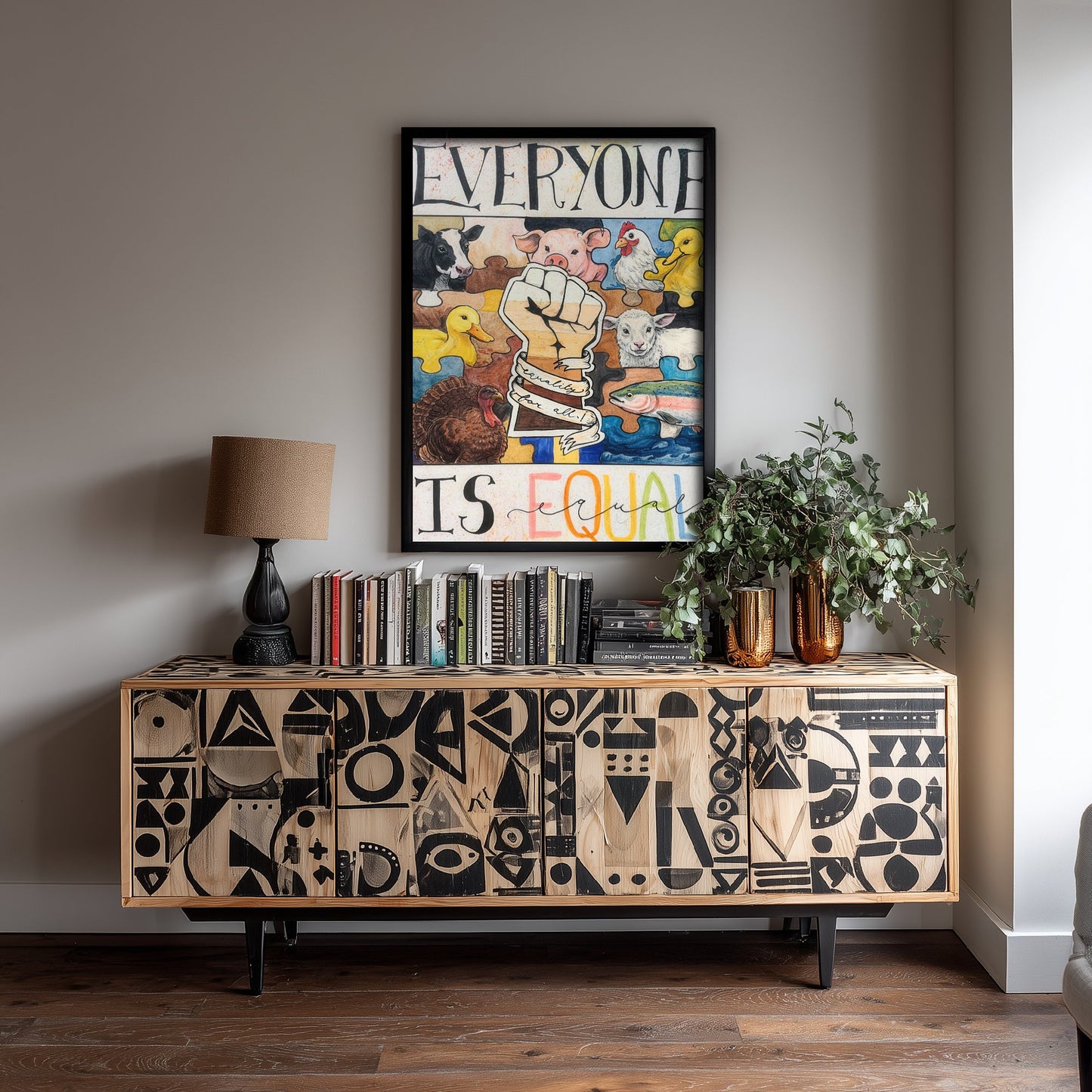 Everyone Is Equal Art Print - Vegan Animal Rights Poster - Jessica Redon Illustration Wall Art